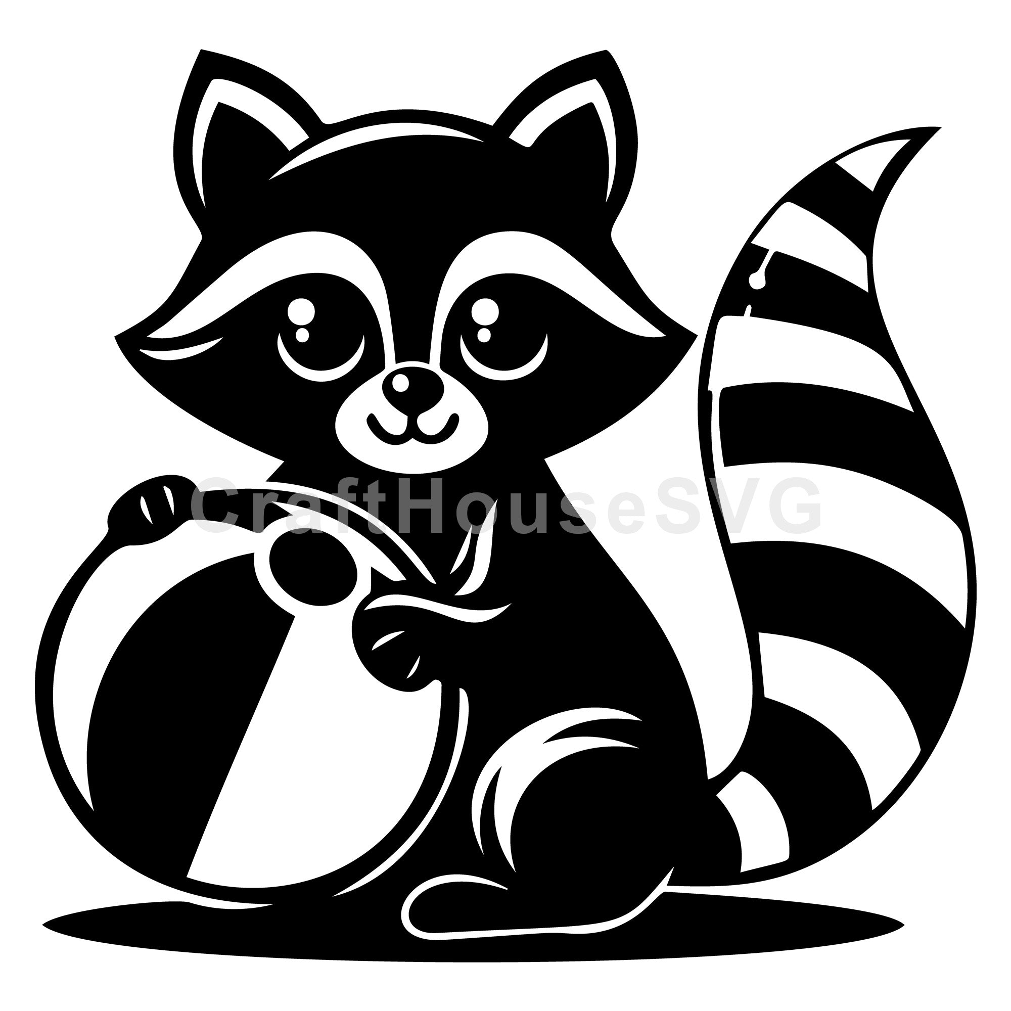 Raccoon Playing with a Beach Ball SVG