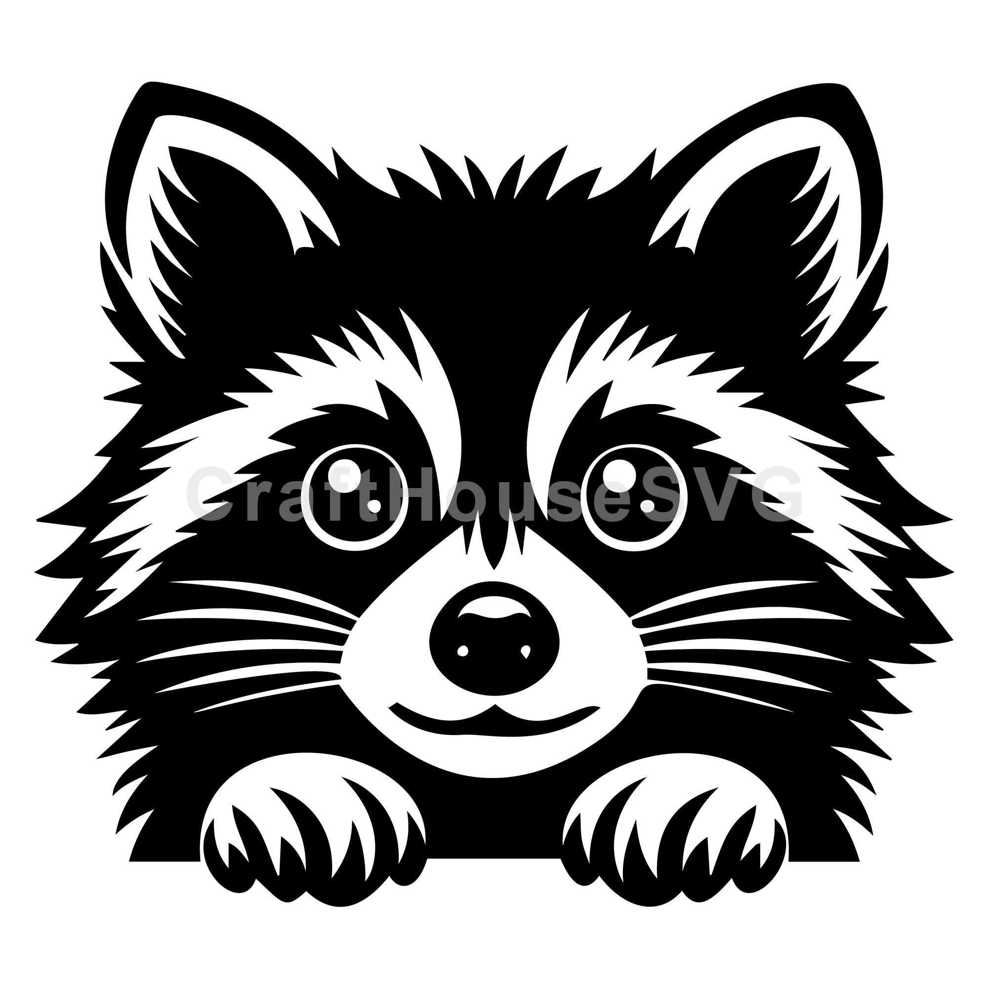 Peeking Raccoon Face SVG