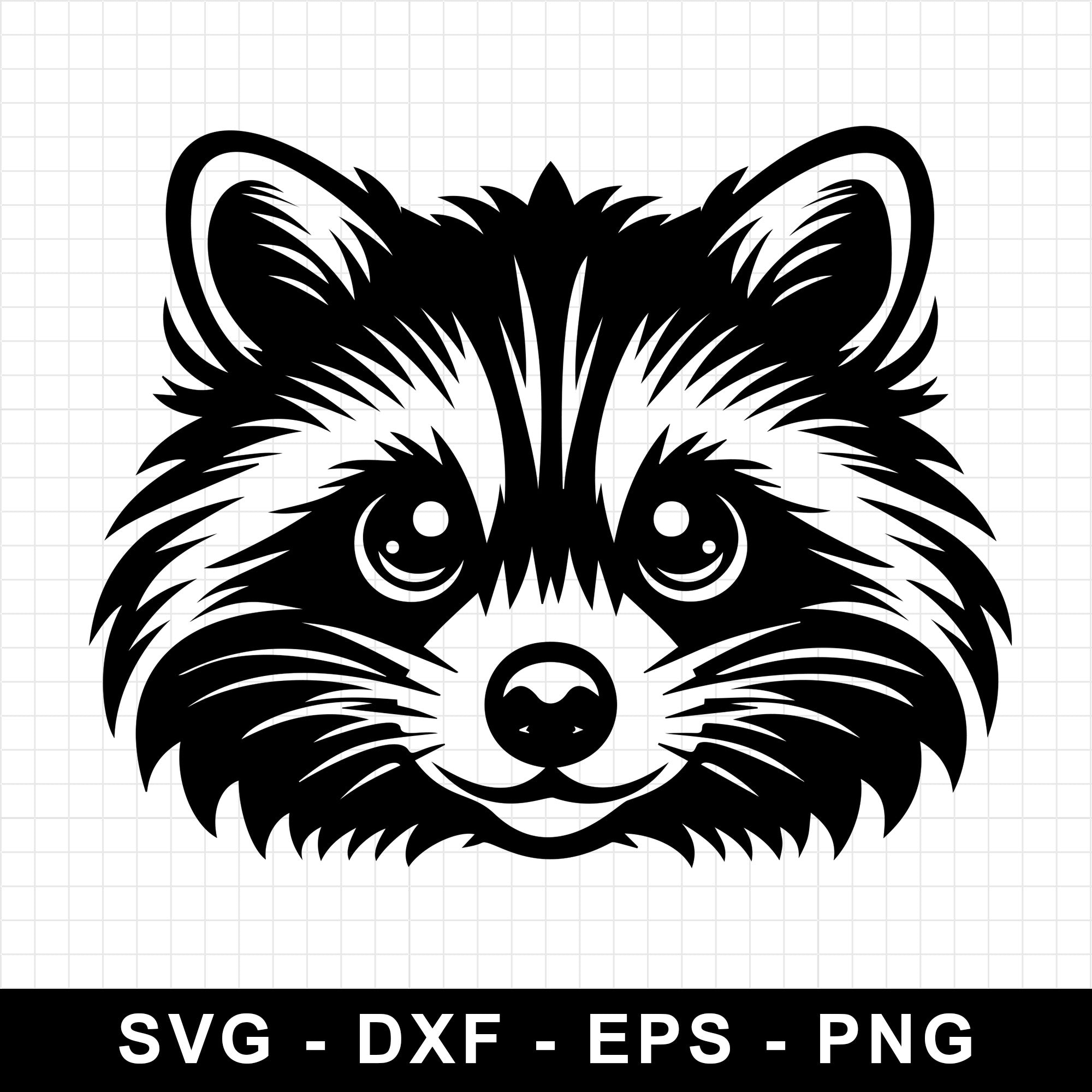 Raccoon Face with Detailed Fur SVG