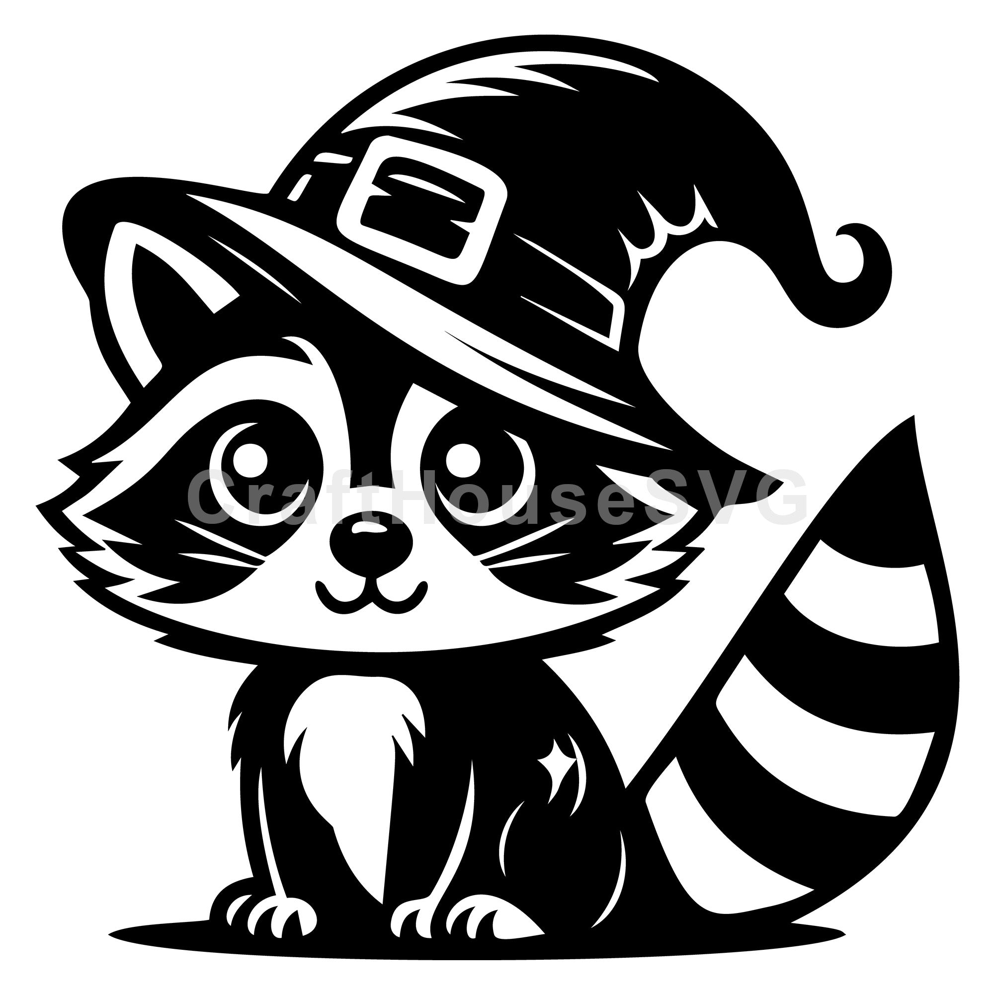 Raccoon in Witch Hat SVG