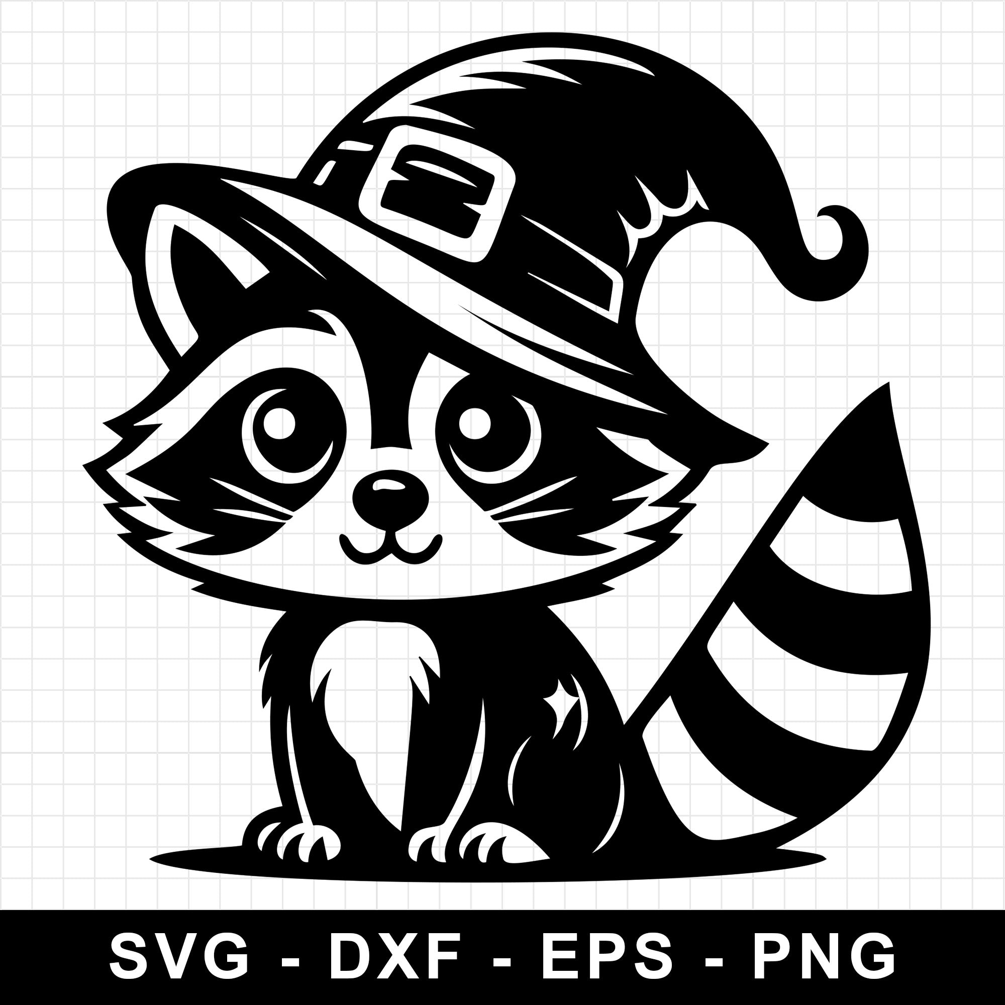 Raccoon in Witch Hat SVG