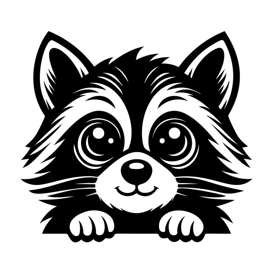 Raccoon SVG design for Cricut, Silhouette, laser cutting, vinyl, sublimation, and craft projects.