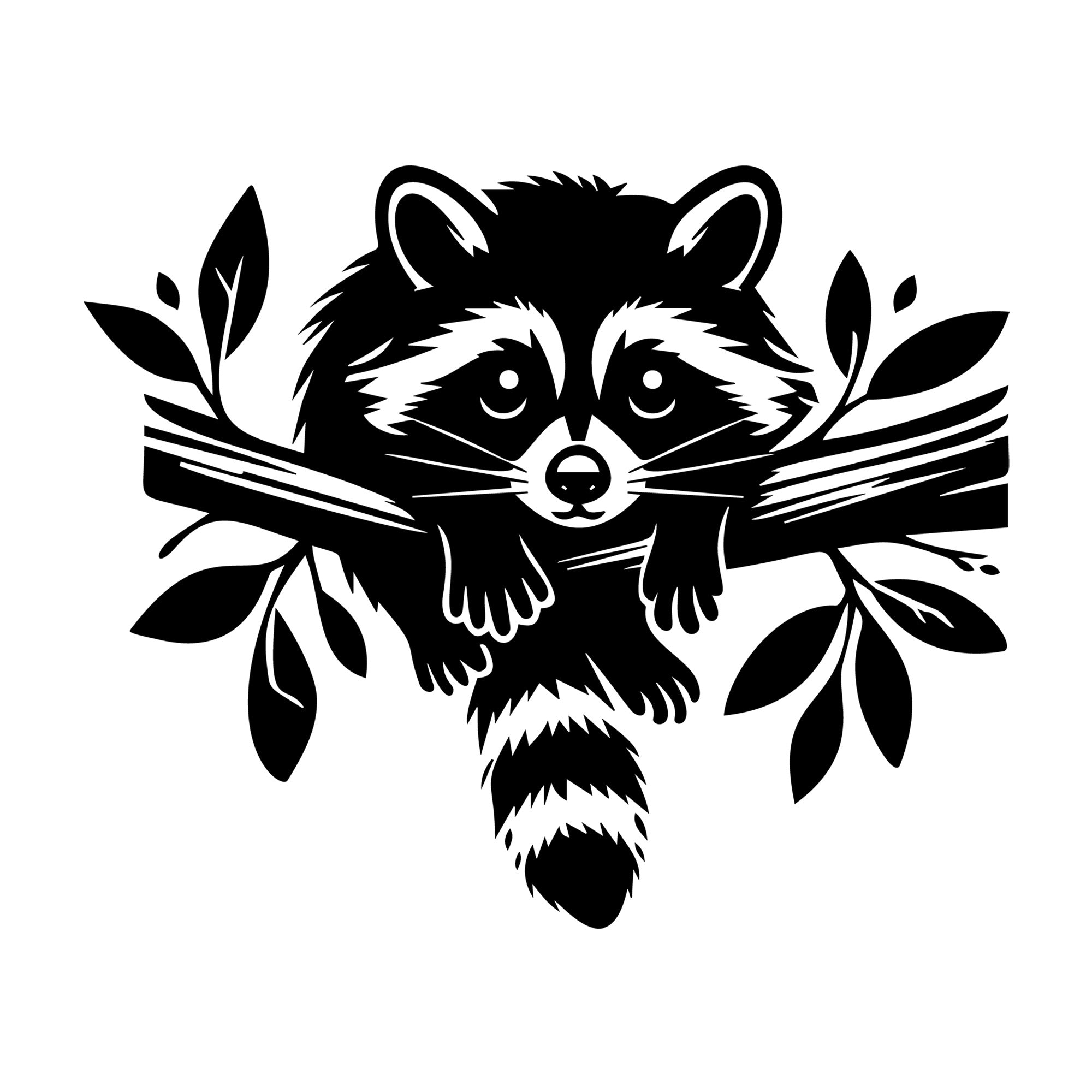 Raccoon SVG design for Cricut, Silhouette, laser cutting, vinyl, sublimation, and craft projects.
