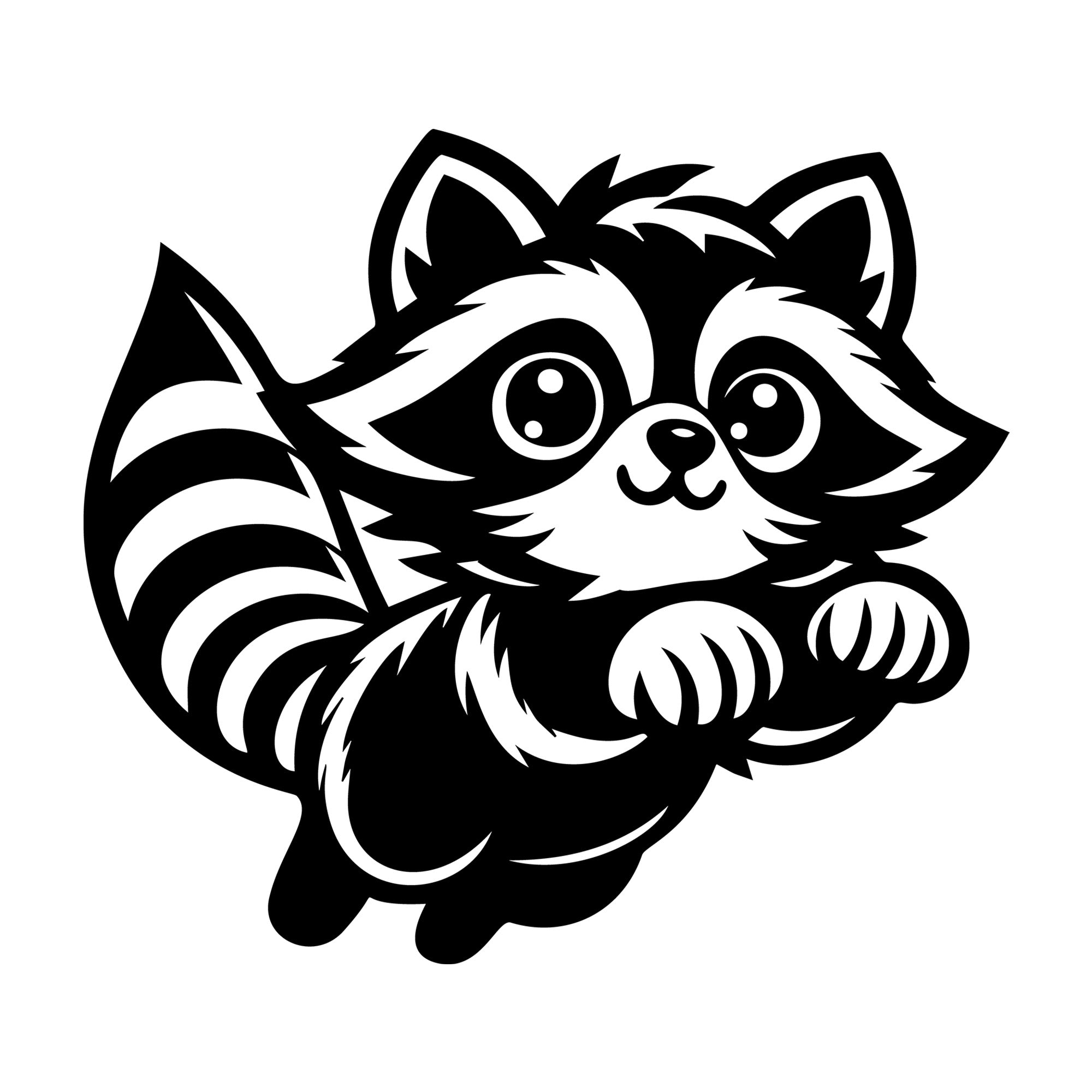 Raccoon SVG design for Cricut, Silhouette, laser cutting, vinyl, sublimation, and craft projects.