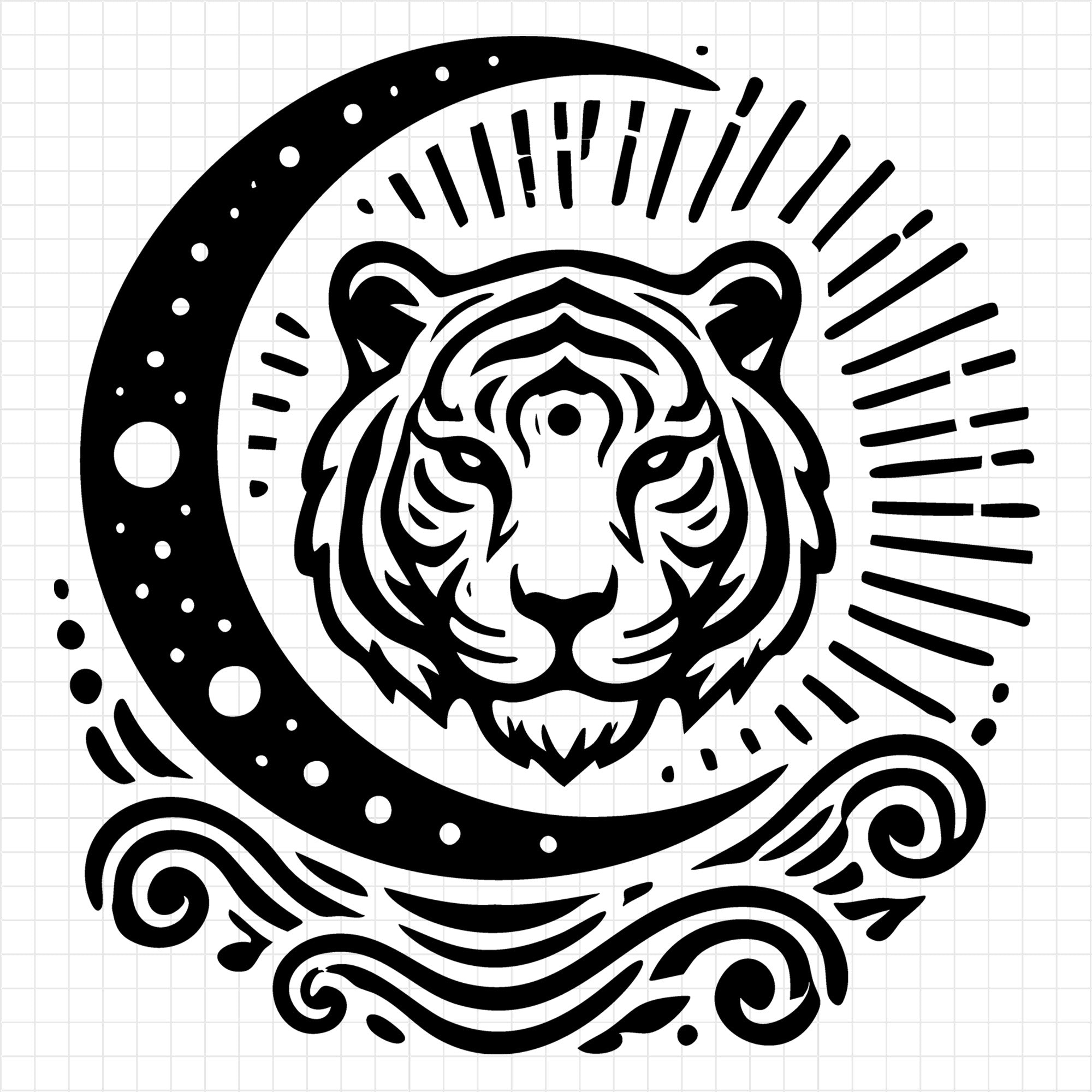 Radiant Moonlight Tiger Silhouette SVG