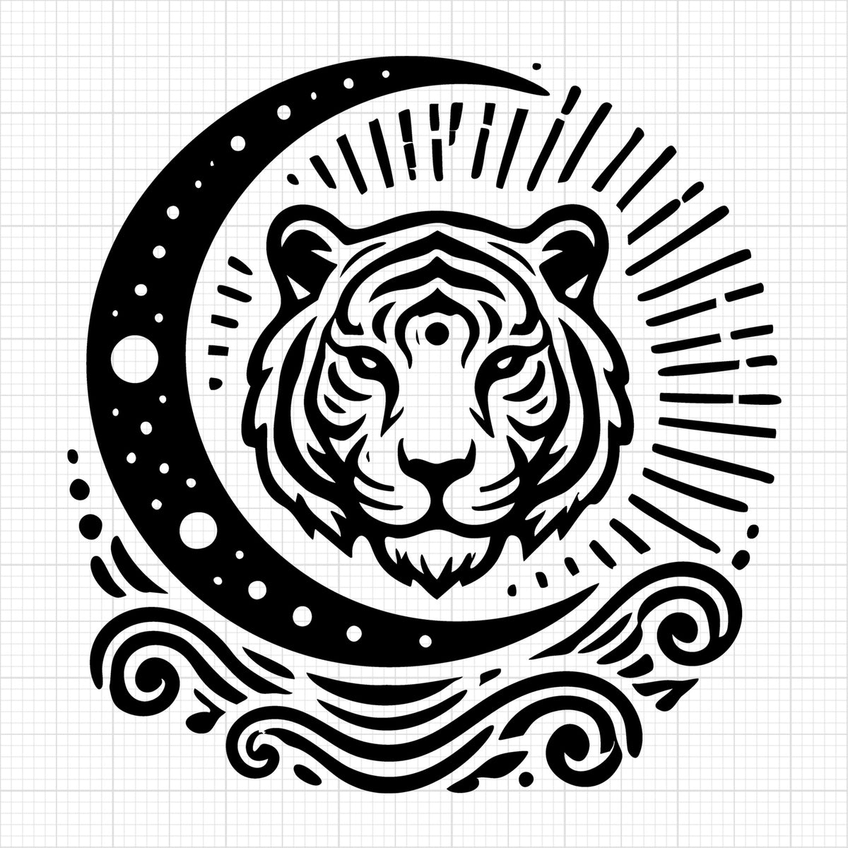 Radiant Moonlight Tiger Silhouette