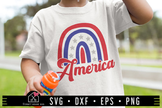 Rainbow America SVG 4th of July Shirt Design Cut Files