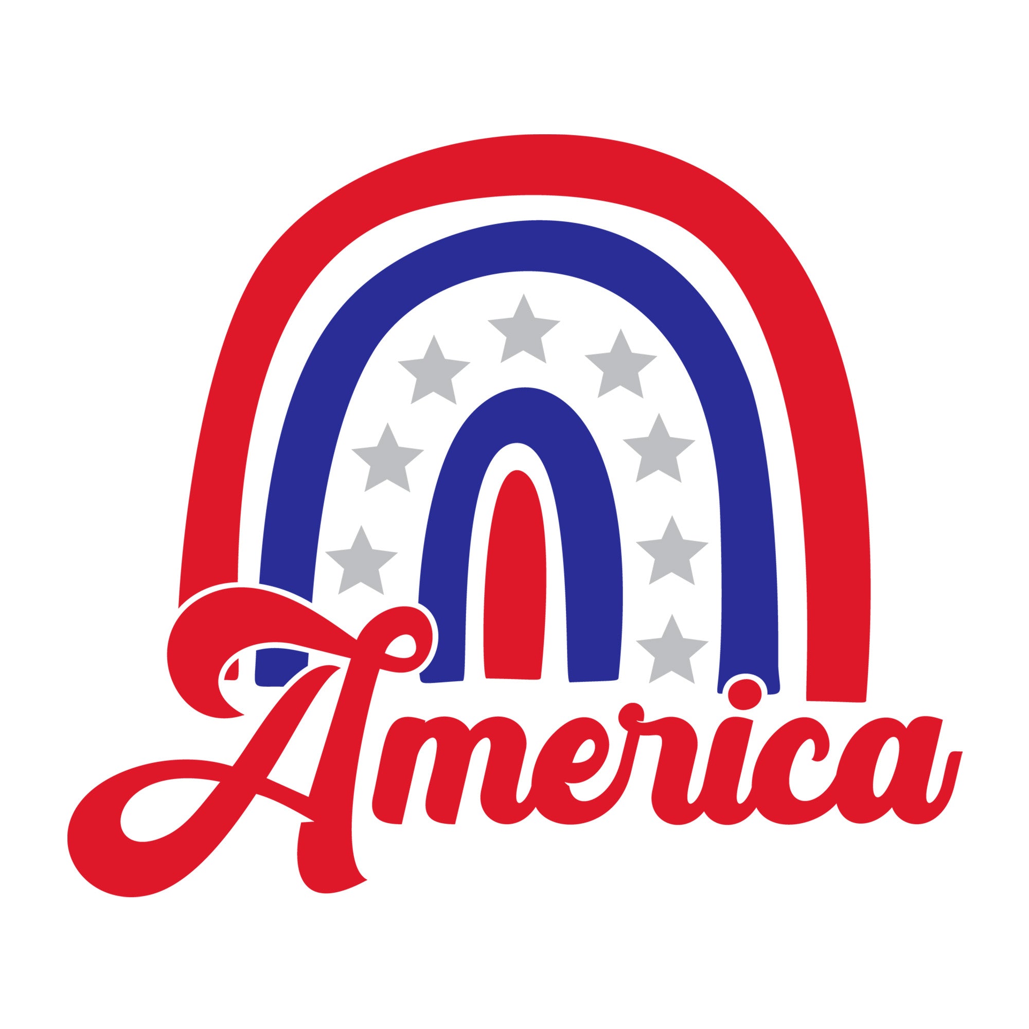 Rainbow America SVG design for Cricut, Silhouette, laser cutting, vinyl, sublimation, and patriotic craft projects.