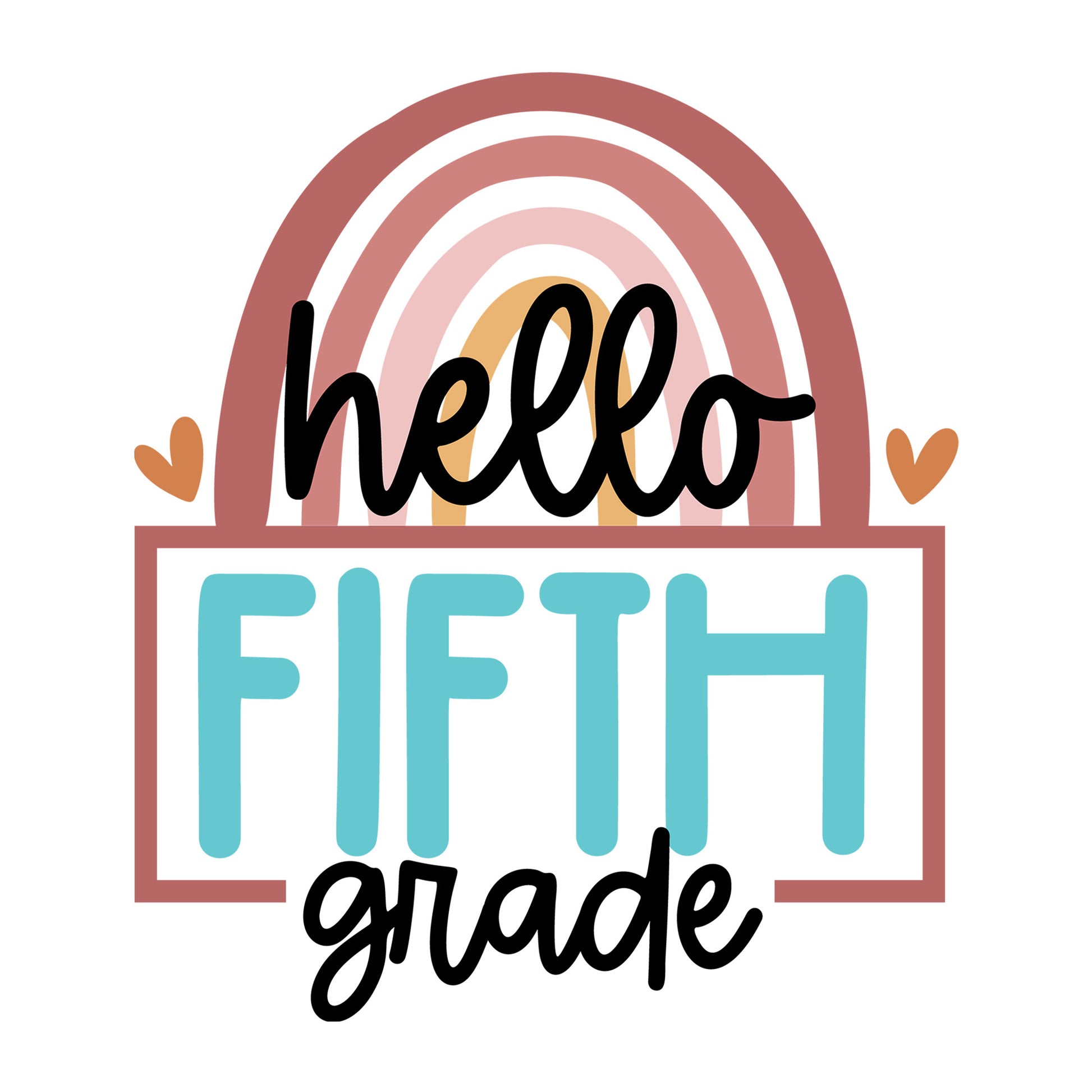 Rainbow Hello Fifth Grade SVG design for Cricut, Silhouette, laser cutting, vinyl, sublimation, and back to school craft projects.