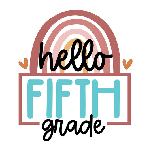 Rainbow Hello Fifth Grade SVG design for Cricut, Silhouette, laser cutting, vinyl, sublimation, and back to school craft projects.