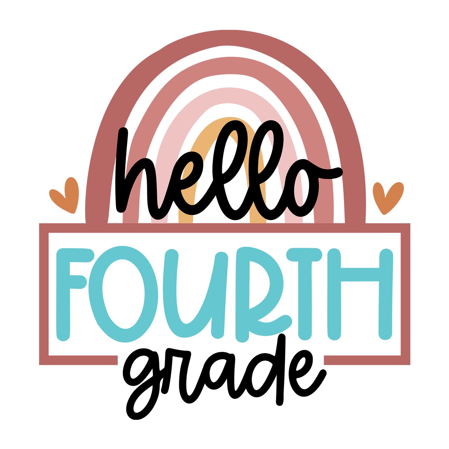 Rainbow Hello Fourth Grade SVG design for Cricut, Silhouette, laser cutting, vinyl, sublimation, and back to school craft projects.