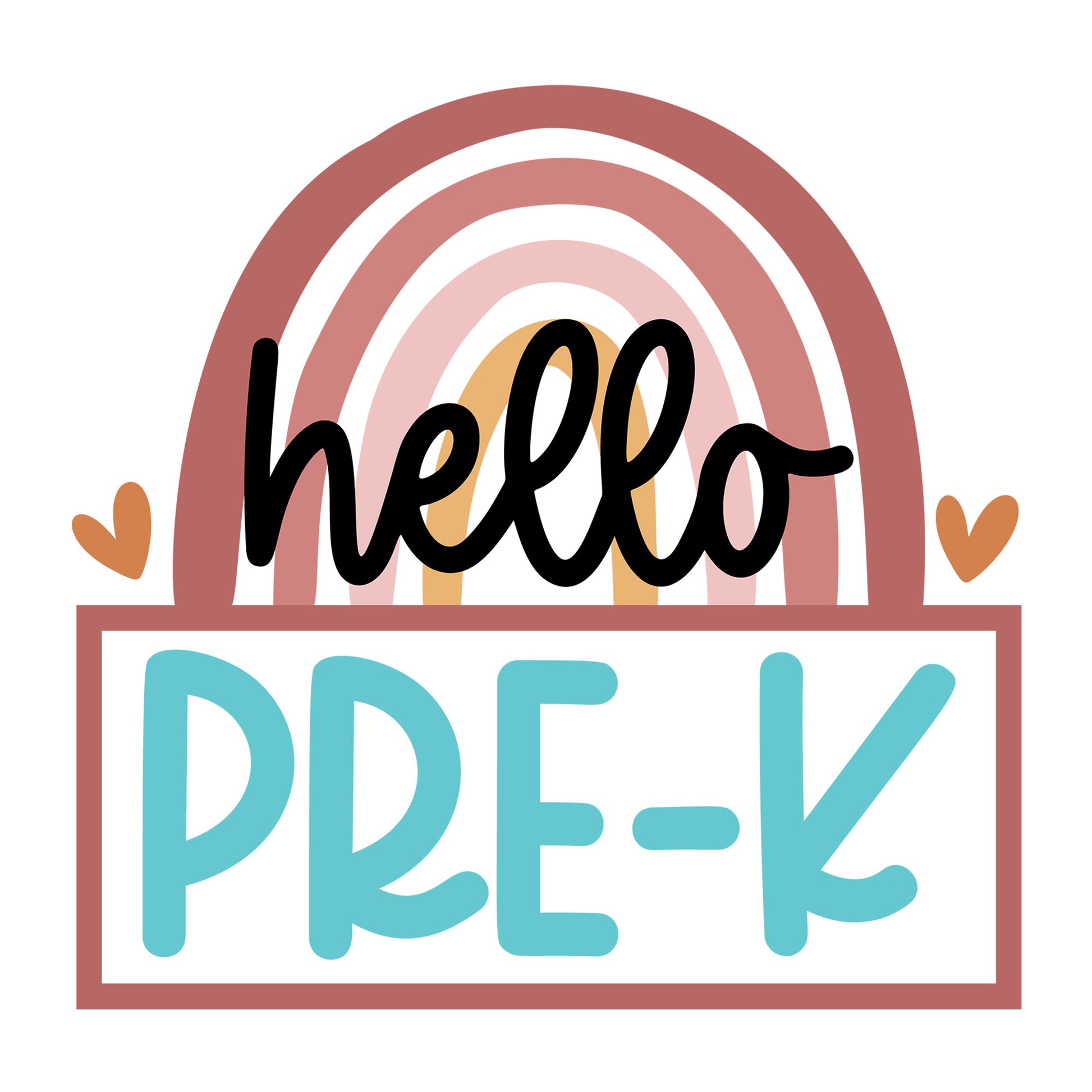 Rainbow Hello Pre-K SVG design for Cricut, Silhouette, laser cutting, vinyl, sublimation, and back to school craft projects.