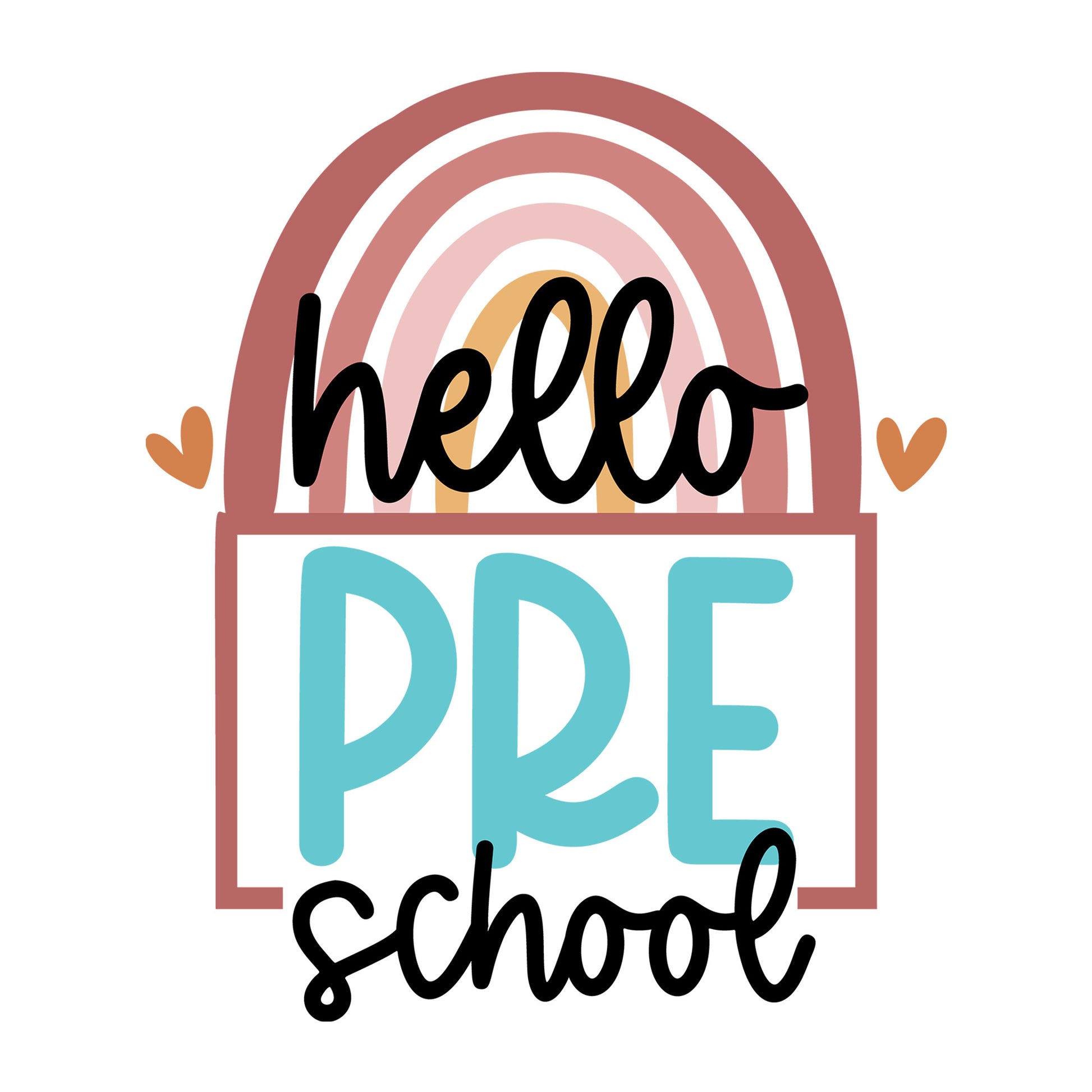 Rainbow Hello Preschool SVG design for Cricut, Silhouette, laser cutting, vinyl, sublimation, and back to school craft projects.