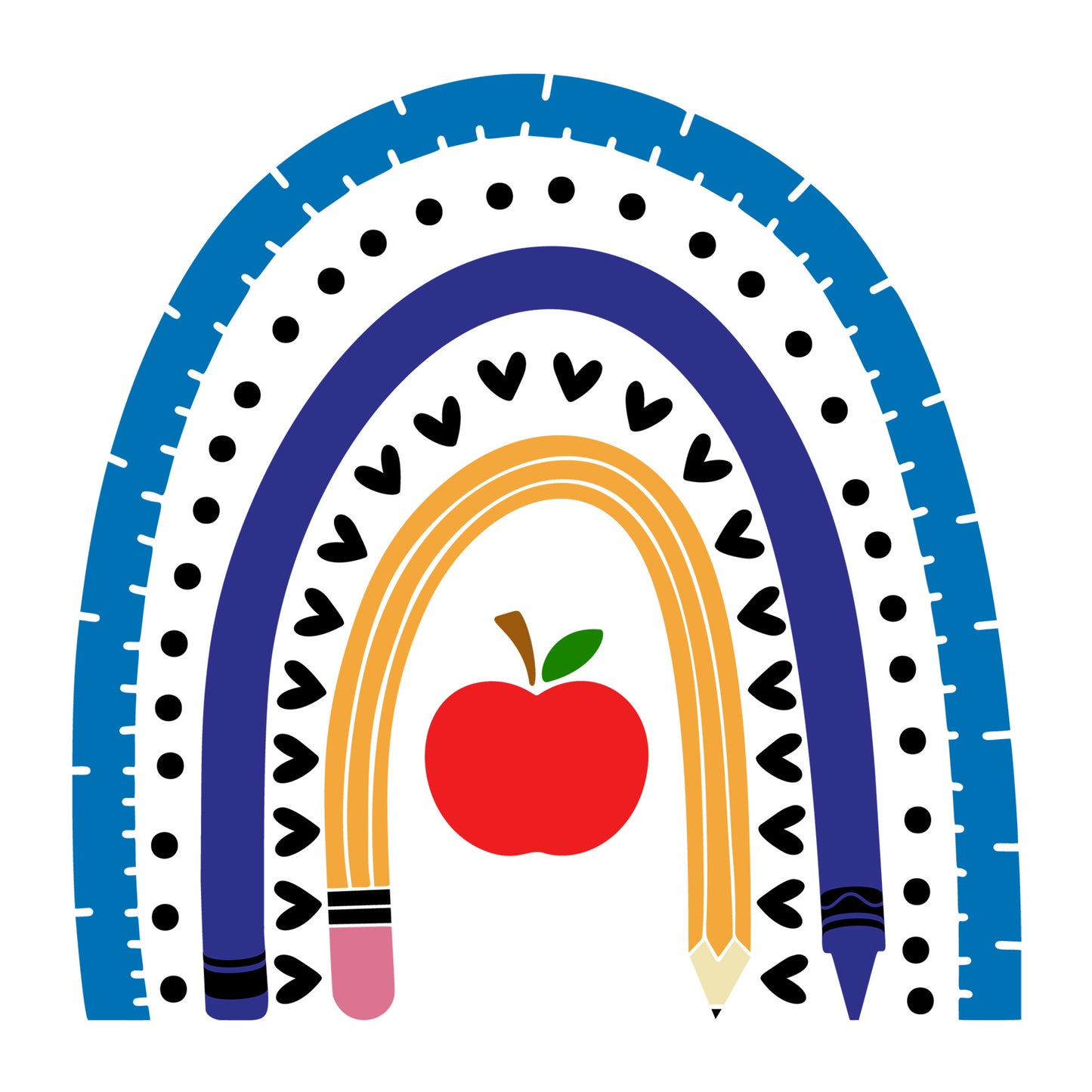 Rainbow Teacher SVG design for Cricut, Silhouette, laser cutting, vinyl, sublimation, teacher, and school craft projects.