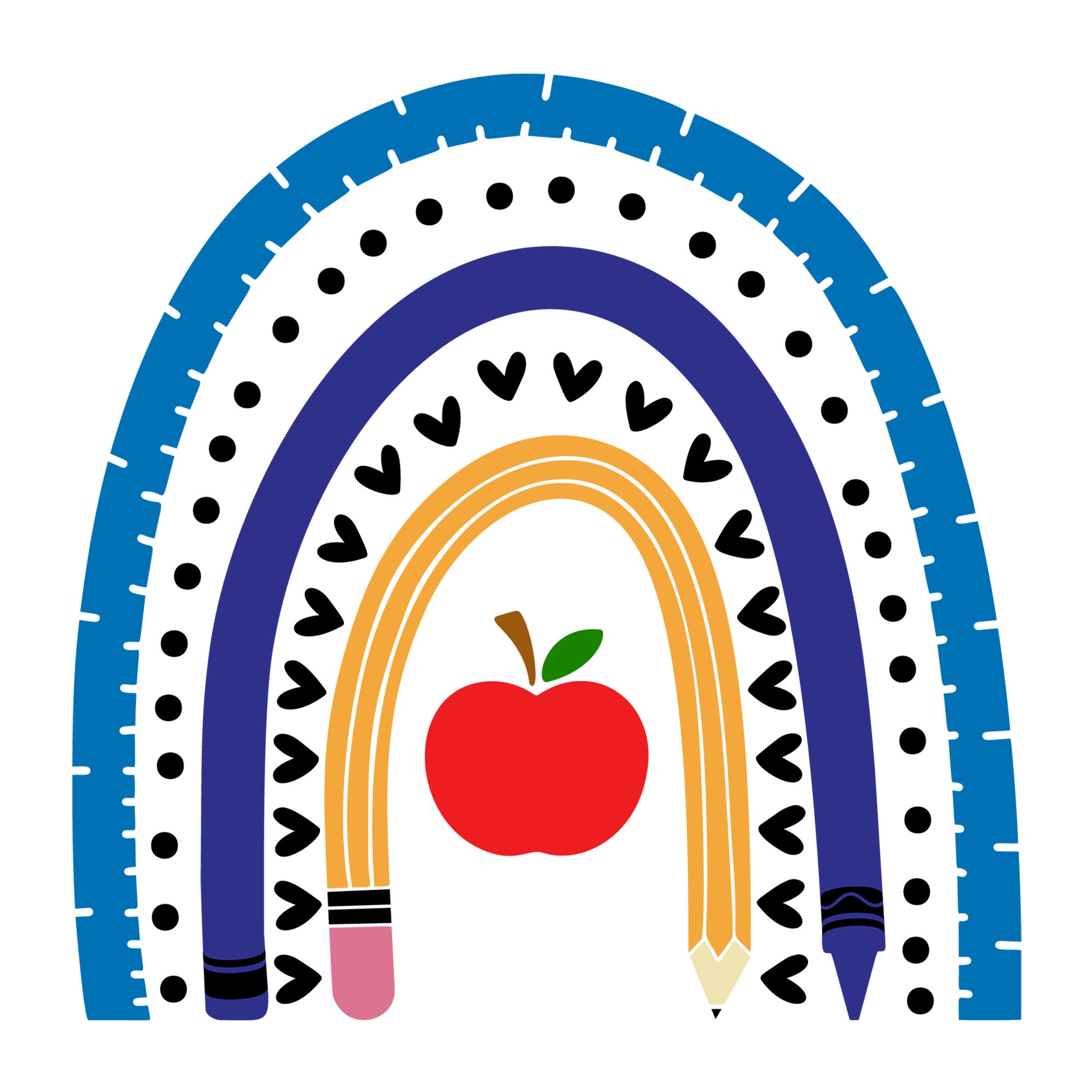Rainbow Teacher SVG design for Cricut, Silhouette, laser cutting, vinyl, sublimation, teacher, and school craft projects.