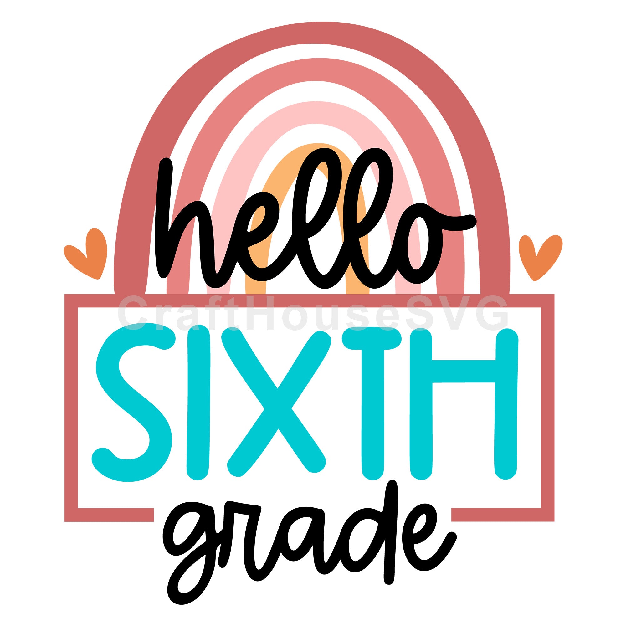 Rainbow hello sixth grade SVG