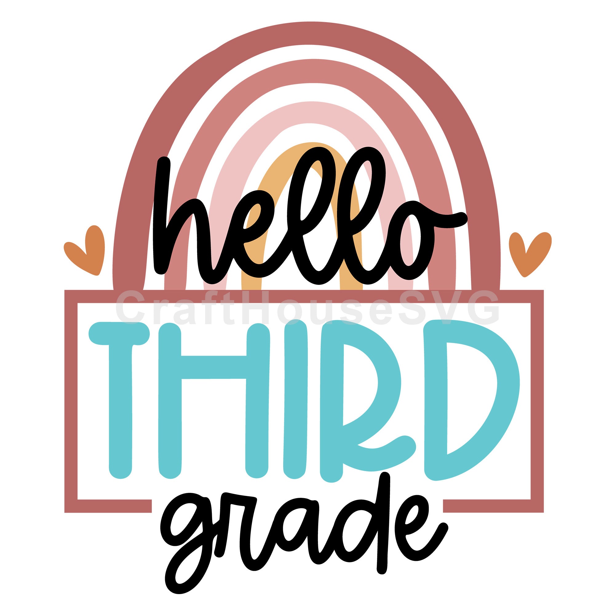 Rainbow hello third grade SVG