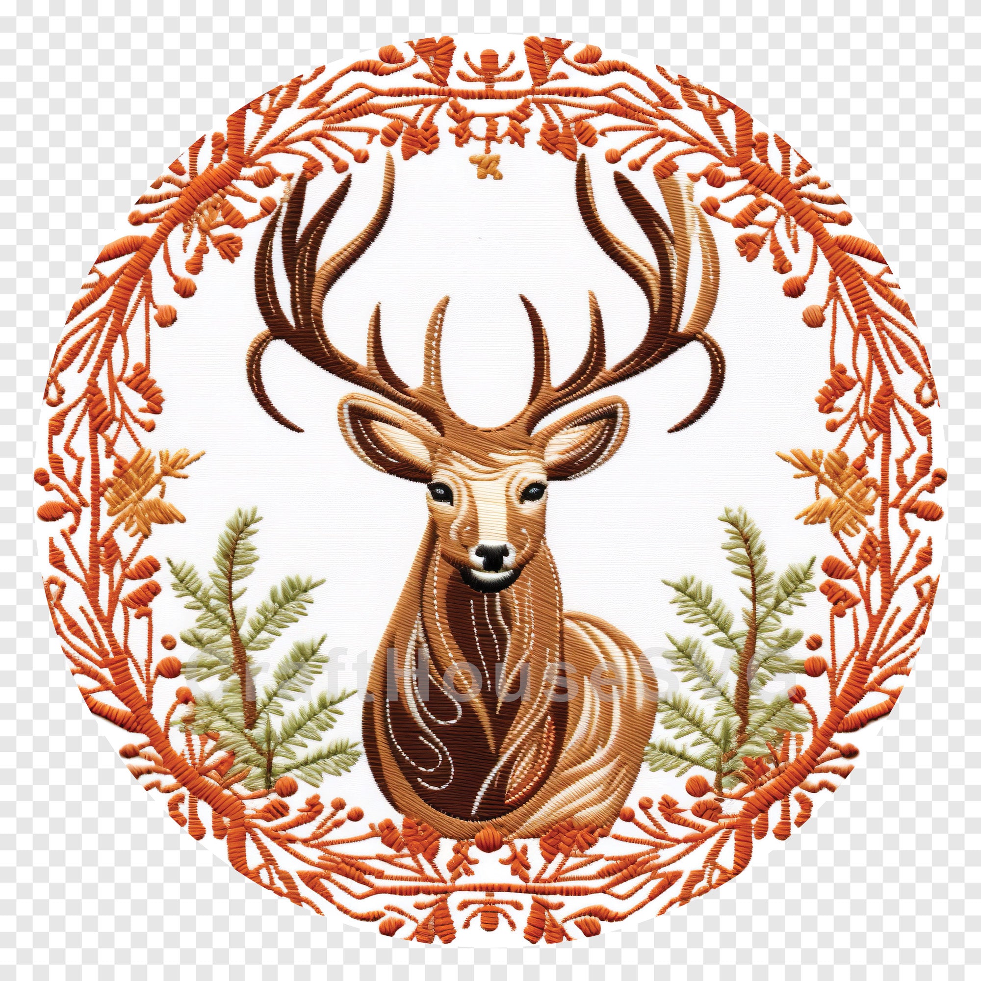 Reindeer Christmas 3D Ornament Sublimation Design PNG