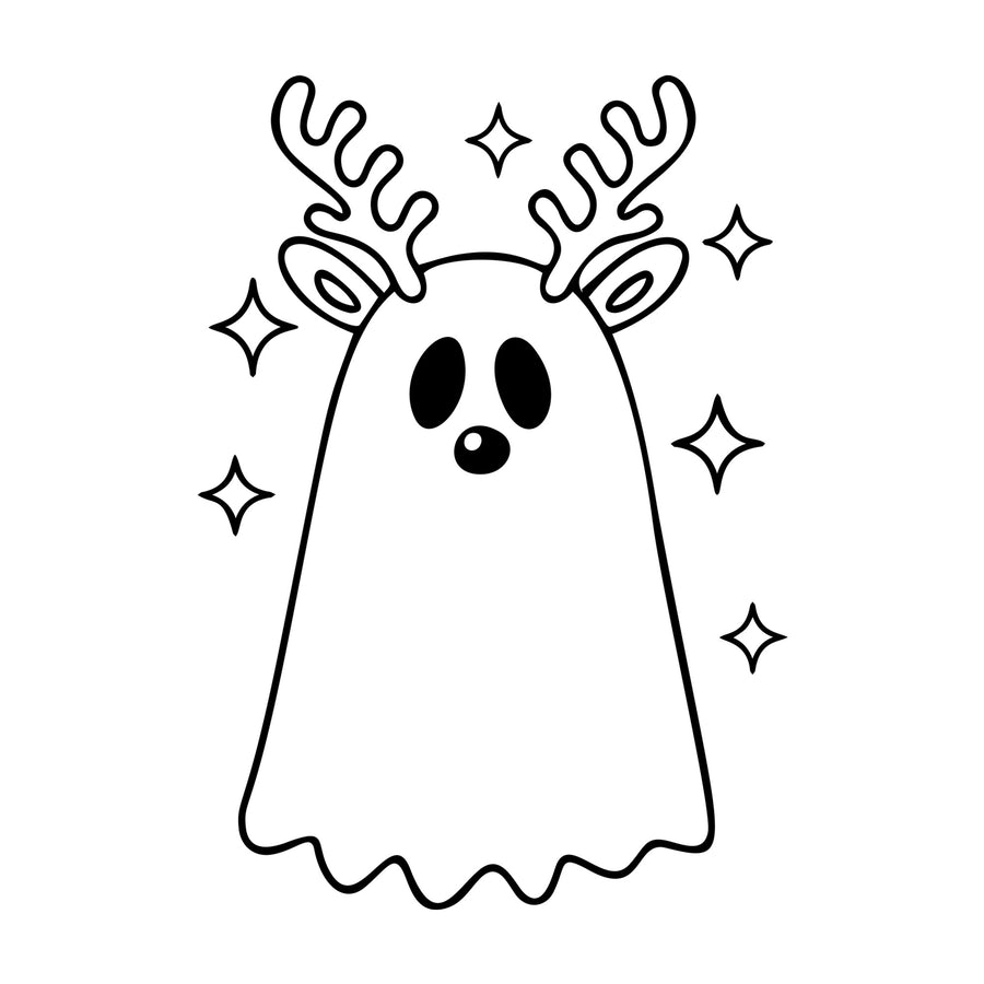 Reindeer Ghost SVG design for Cricut, Silhouette, laser cutting, vinyl, sublimation, and craft projects.