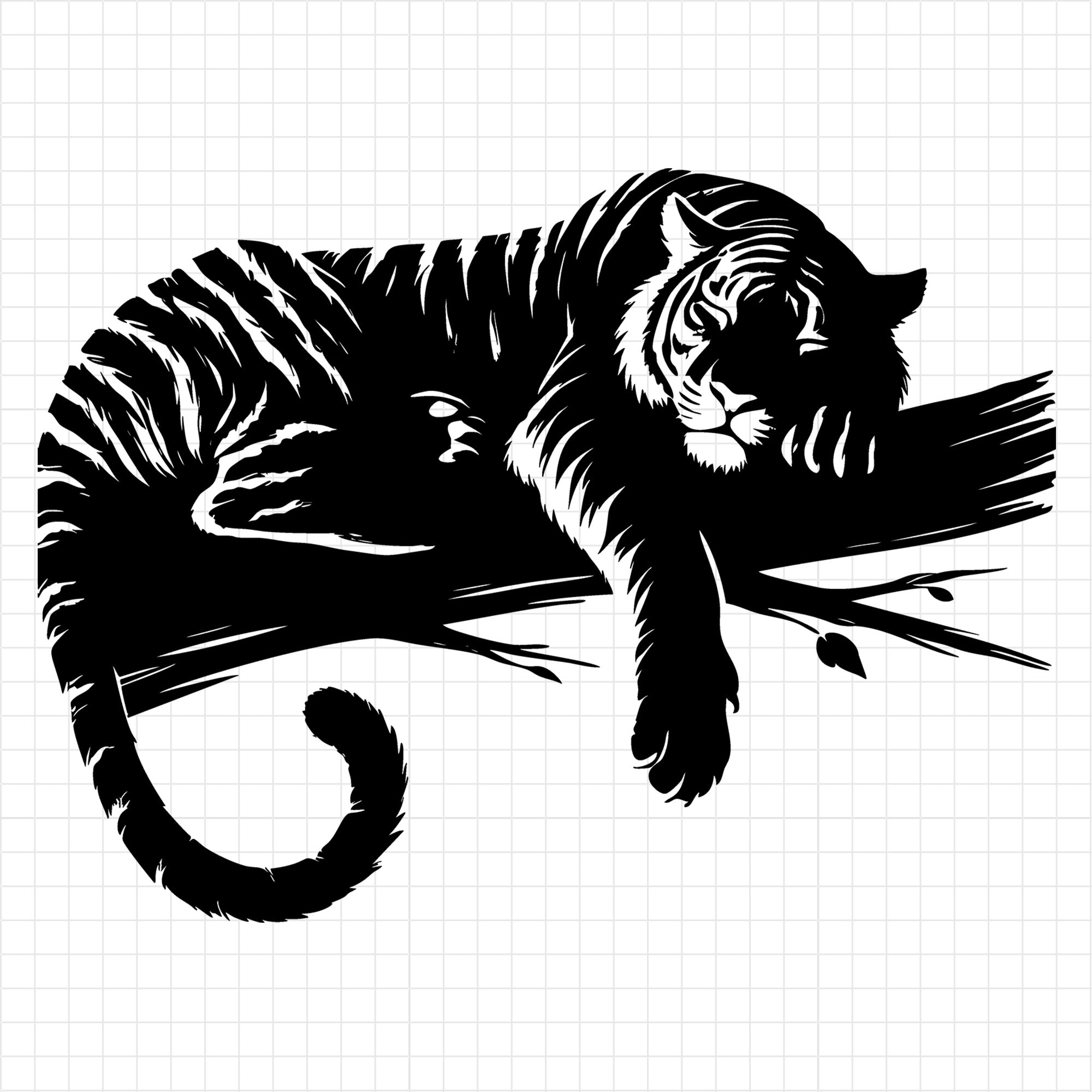 Relaxing Tiger in Nature Silhouette SVG