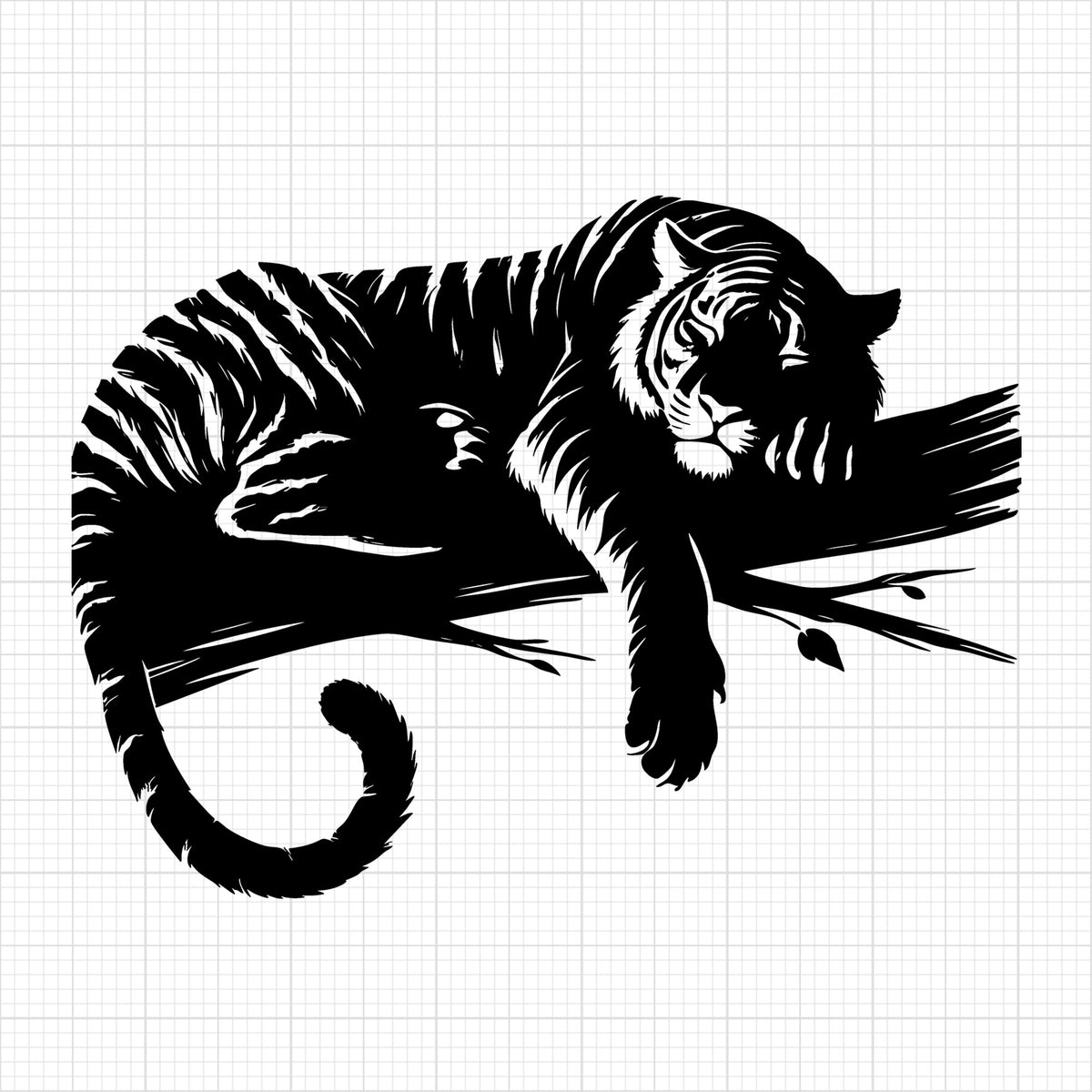 Relaxing Tiger in Nature Silhouette