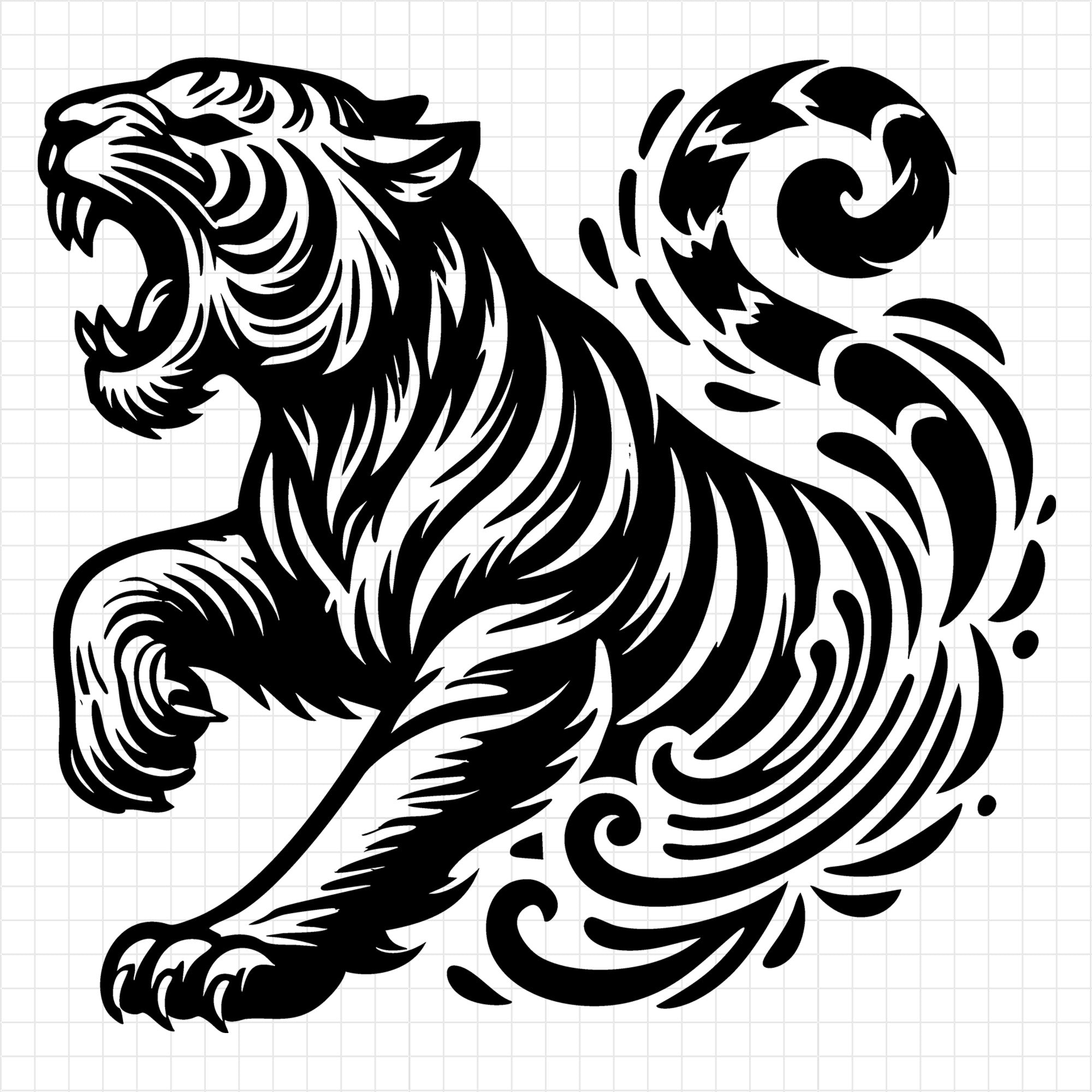 Roaring Tiger Head Silhouette SVG