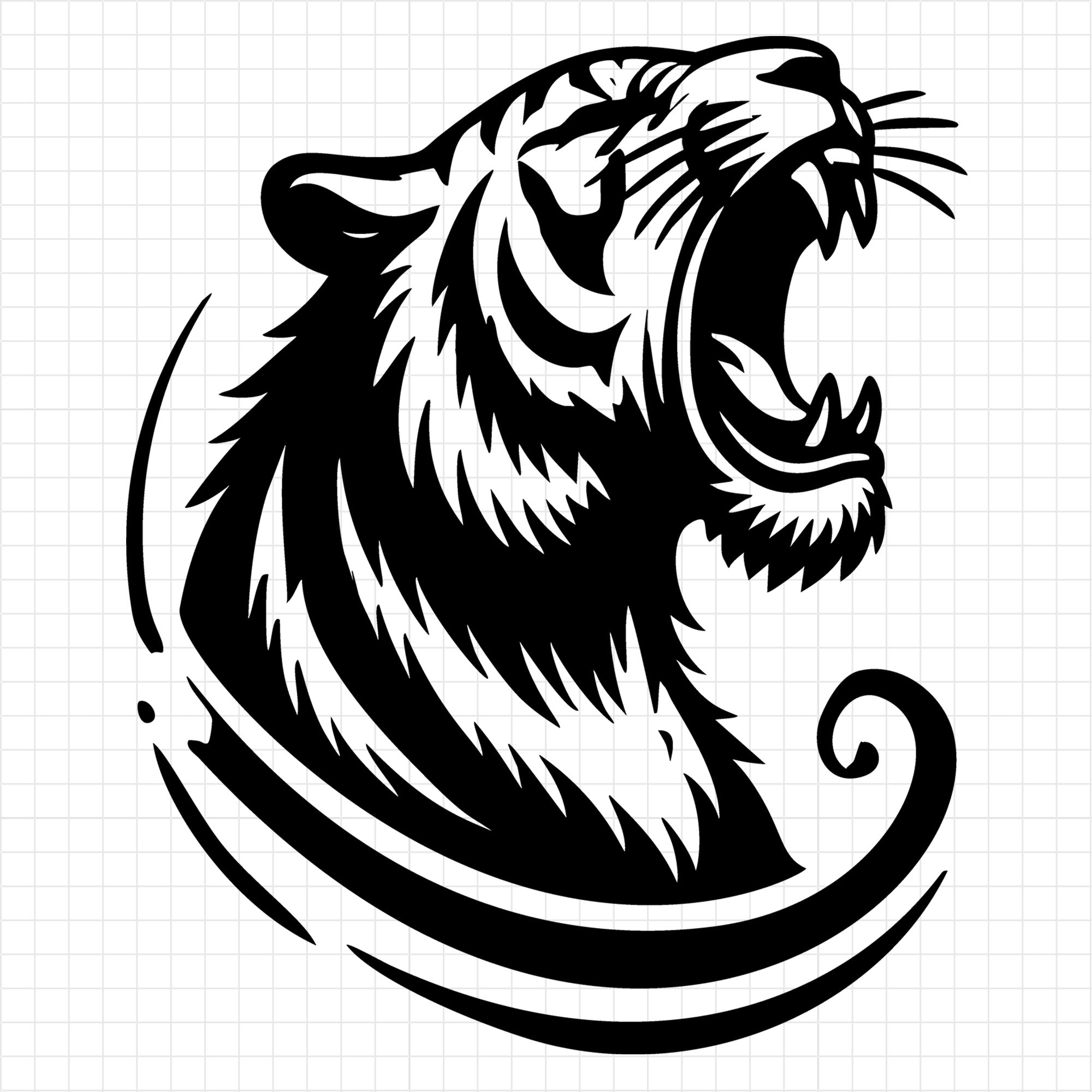 Roaring Tiger Silhouette SVG