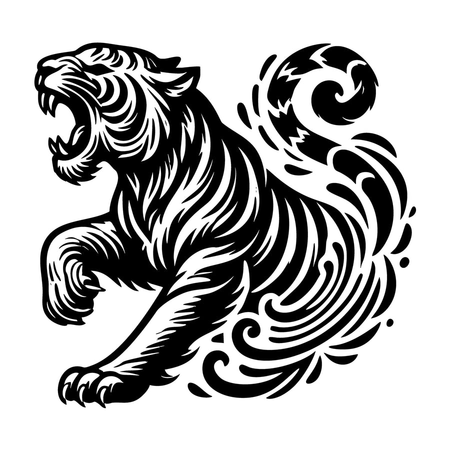 Roaring Tiger Head Silhouette SVG design for Cricut, Silhouette, laser cutting, vinyl, sublimation, and craft projects.