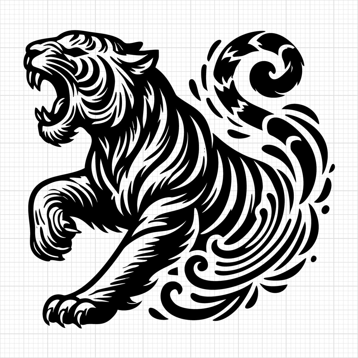 Roaring Tiger Head Silhouette