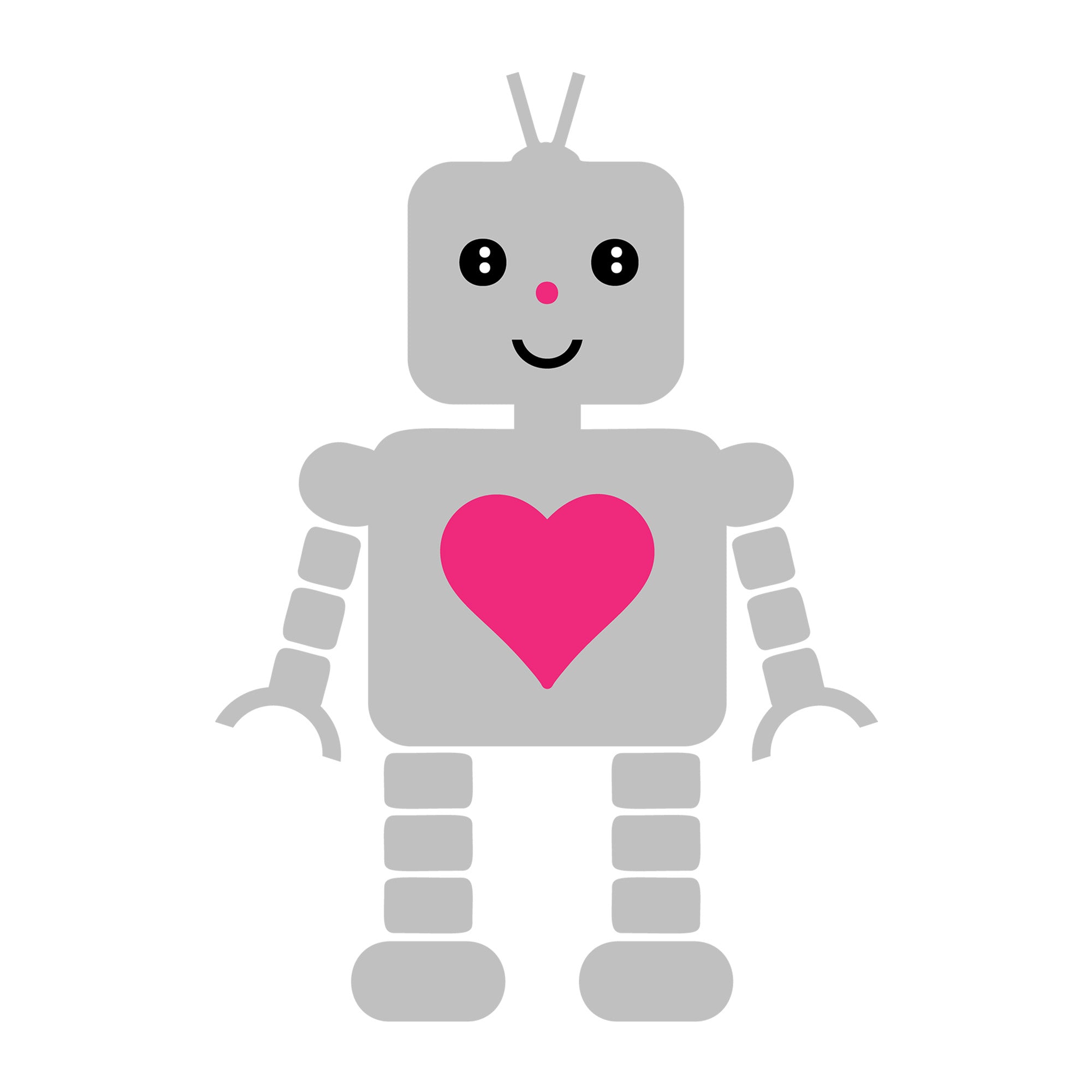 Robot SVG design for Cricut, Silhouette, laser cutting, vinyl, sublimation, Valentine kids crafts, and shirts.