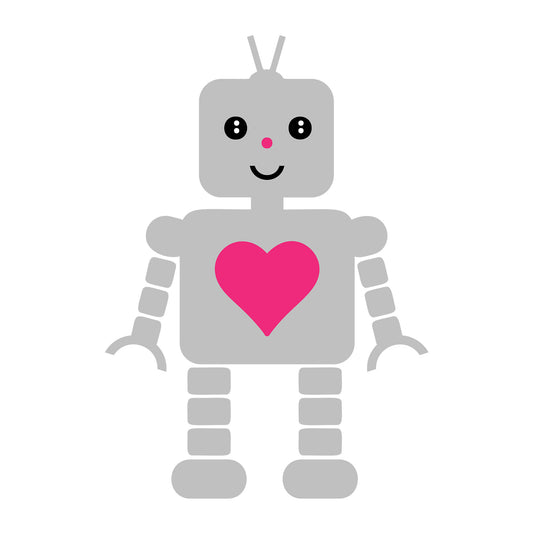 Robot SVG design for Cricut, Silhouette, laser cutting, vinyl, sublimation, Valentine kids crafts, and shirts.