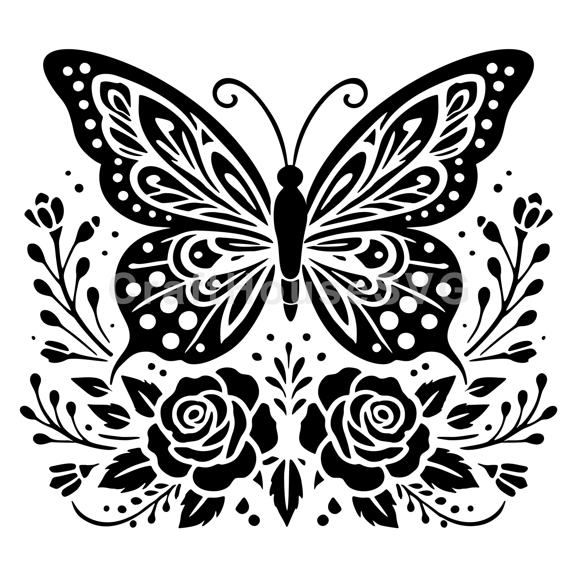 Roses Butterfly Floral SVG