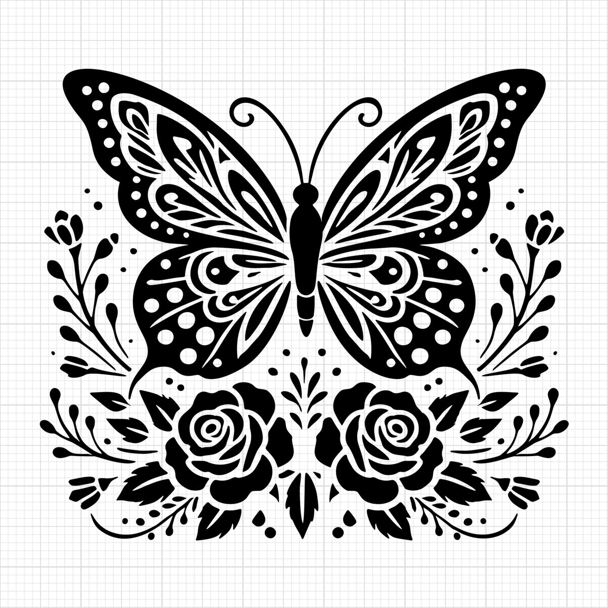 Roses Butterfly Floral