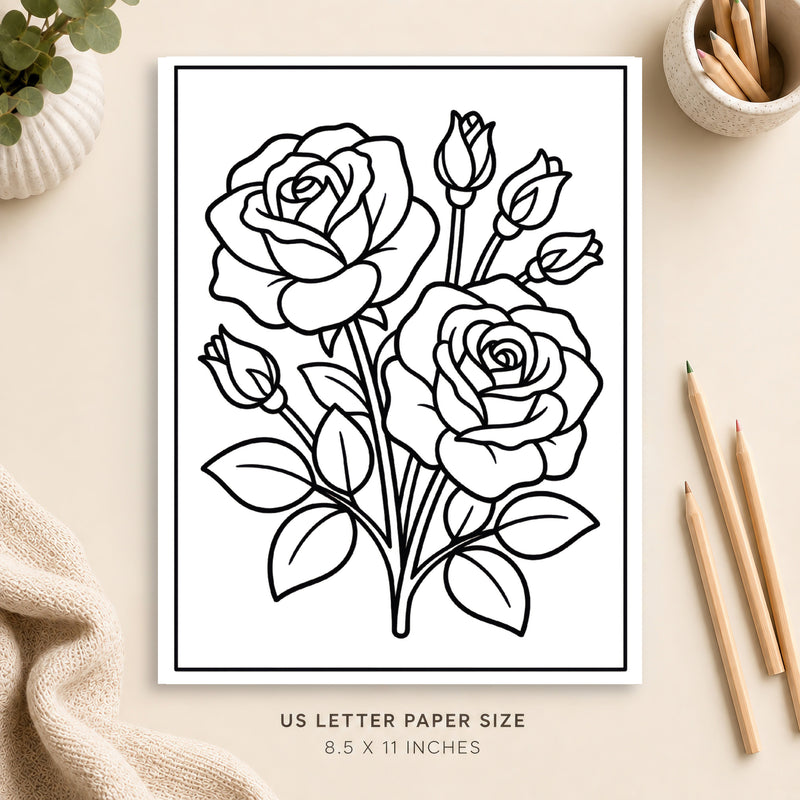 Roses Coloring Page 2