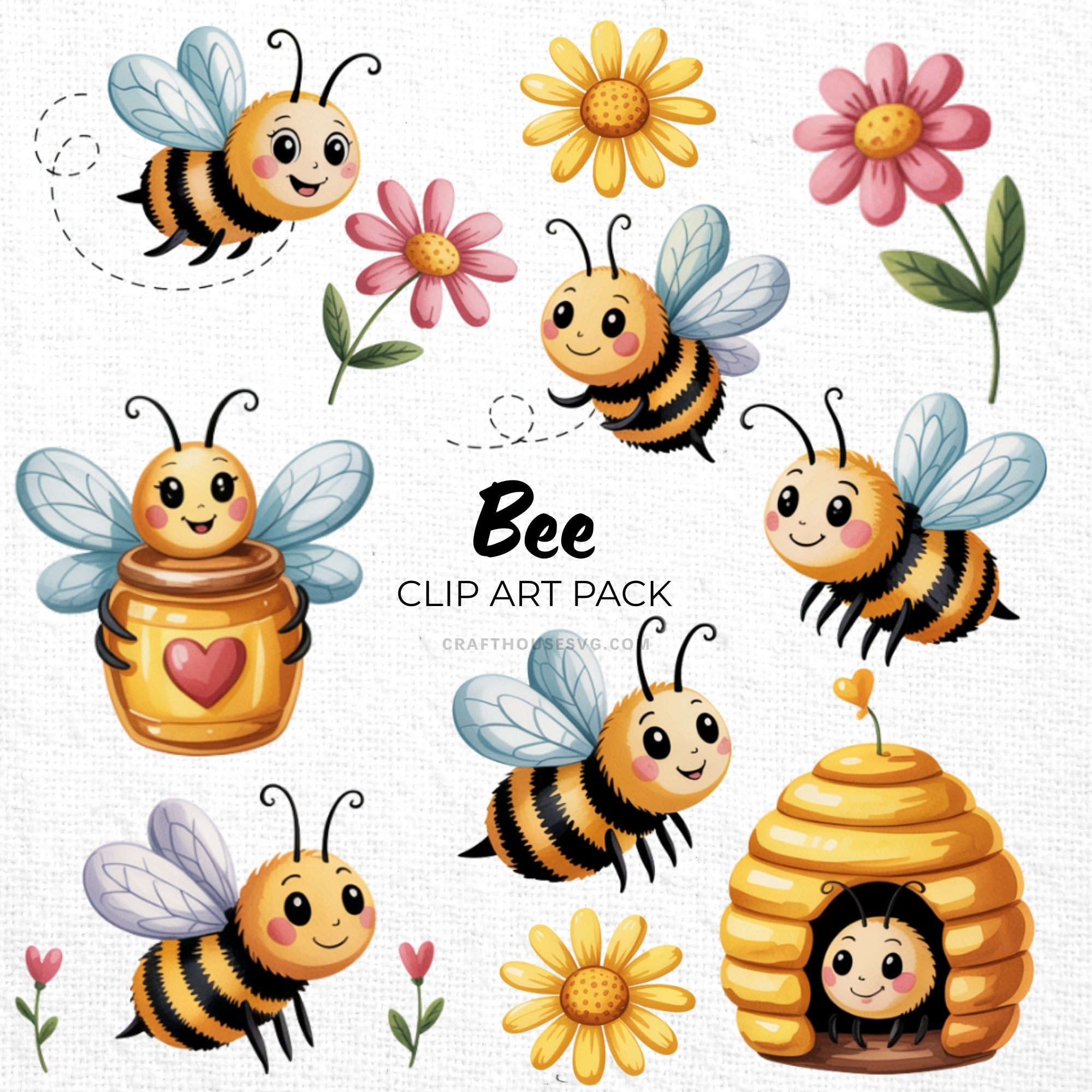 Bee Clipart Sublimation Bundle PNG