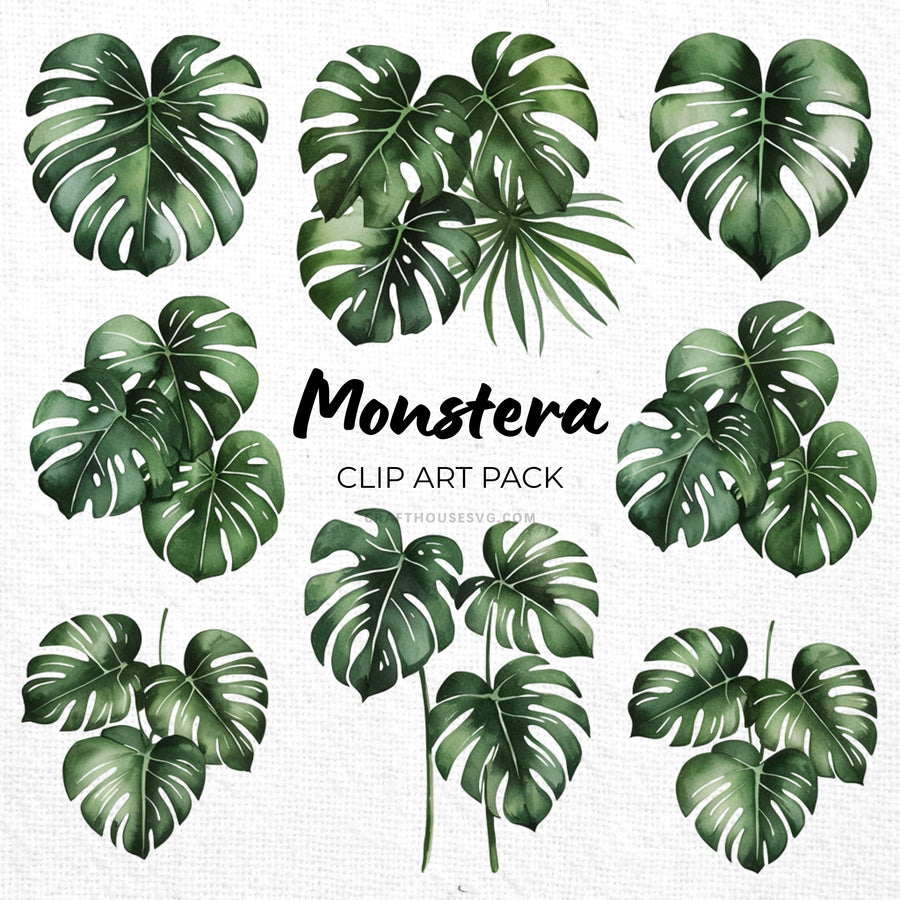 Monstera Clipart Sublimation Bundle PNG - Craft House SVG