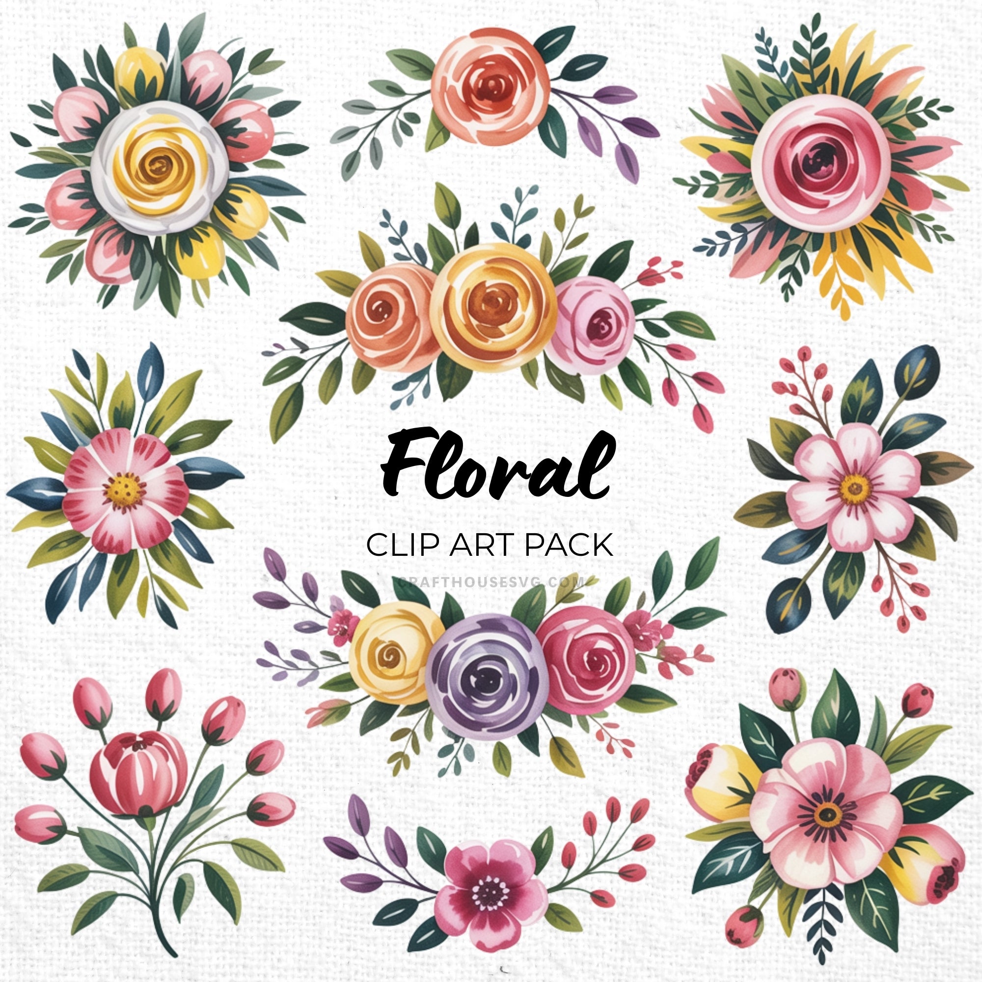 Floral Clipart Sublimation Bundle PNG - Craft House SVG