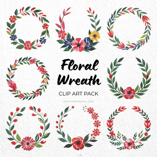 Floral Wreath Clipart Sublimation Bundle PNG