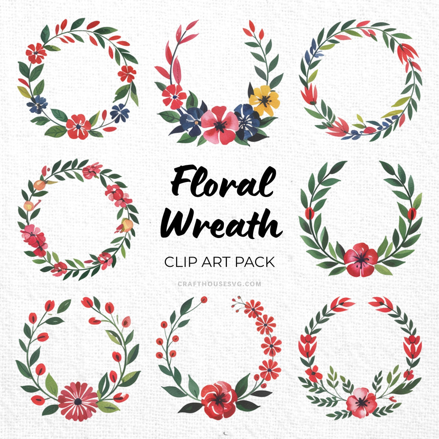 Floral Wreath Clipart Sublimation Bundle PNG - Craft House SVG