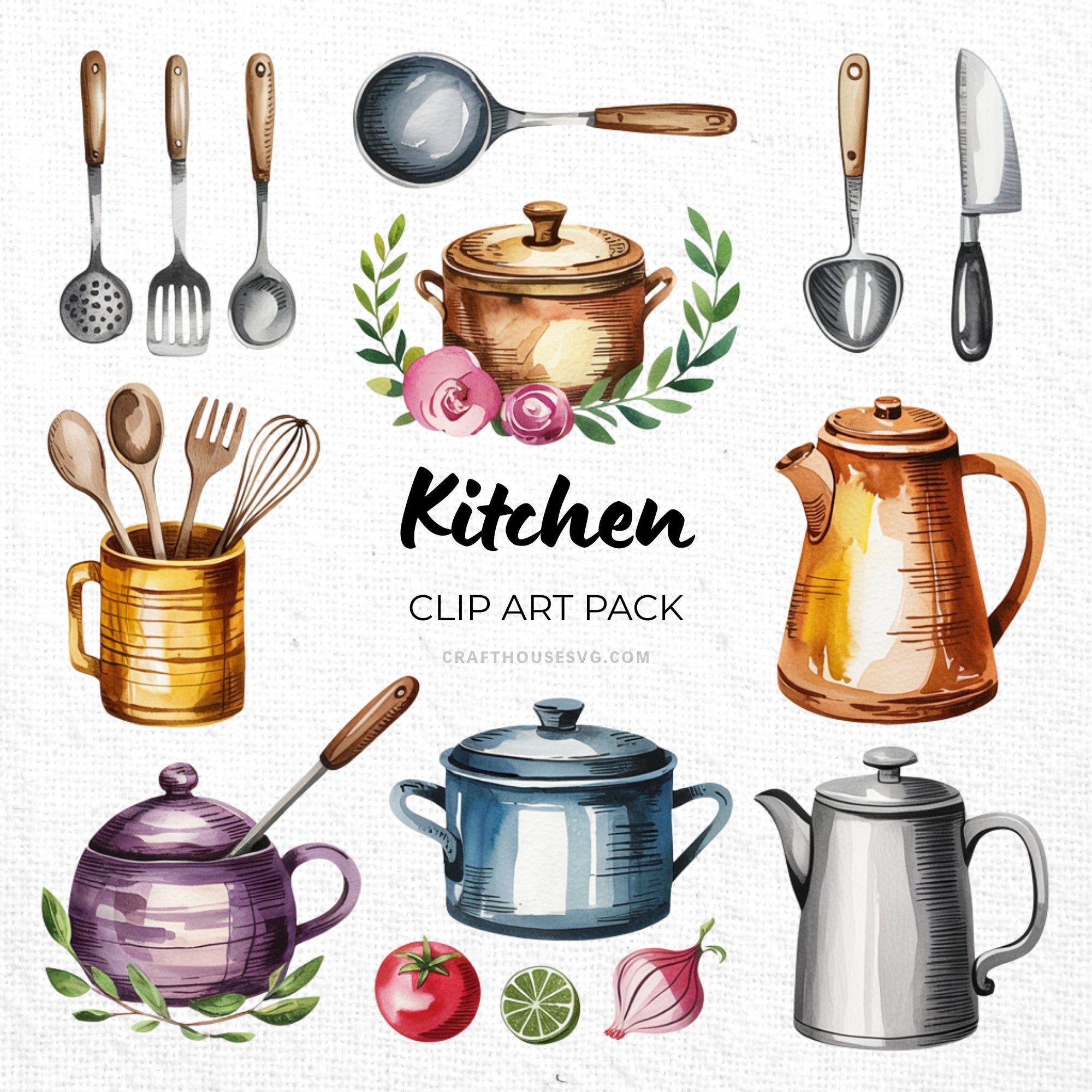 Kitchen Clipart Sublimation Bundle PNG - Craft House SVG