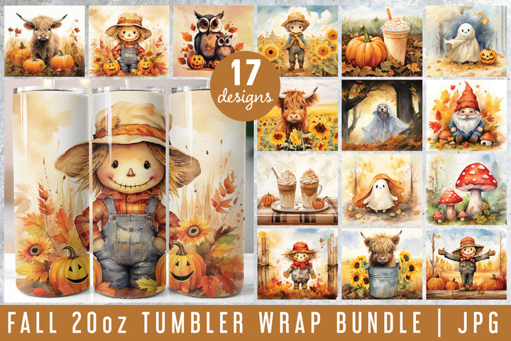 Fall Autumn 20oz Tumbler Wrap Bundle Sublimation Designs JPG