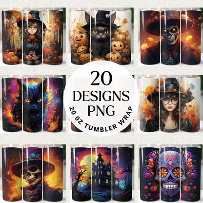 Halloween 20oz Tumbler Wrap Bundle Sublimation Designs JPG
