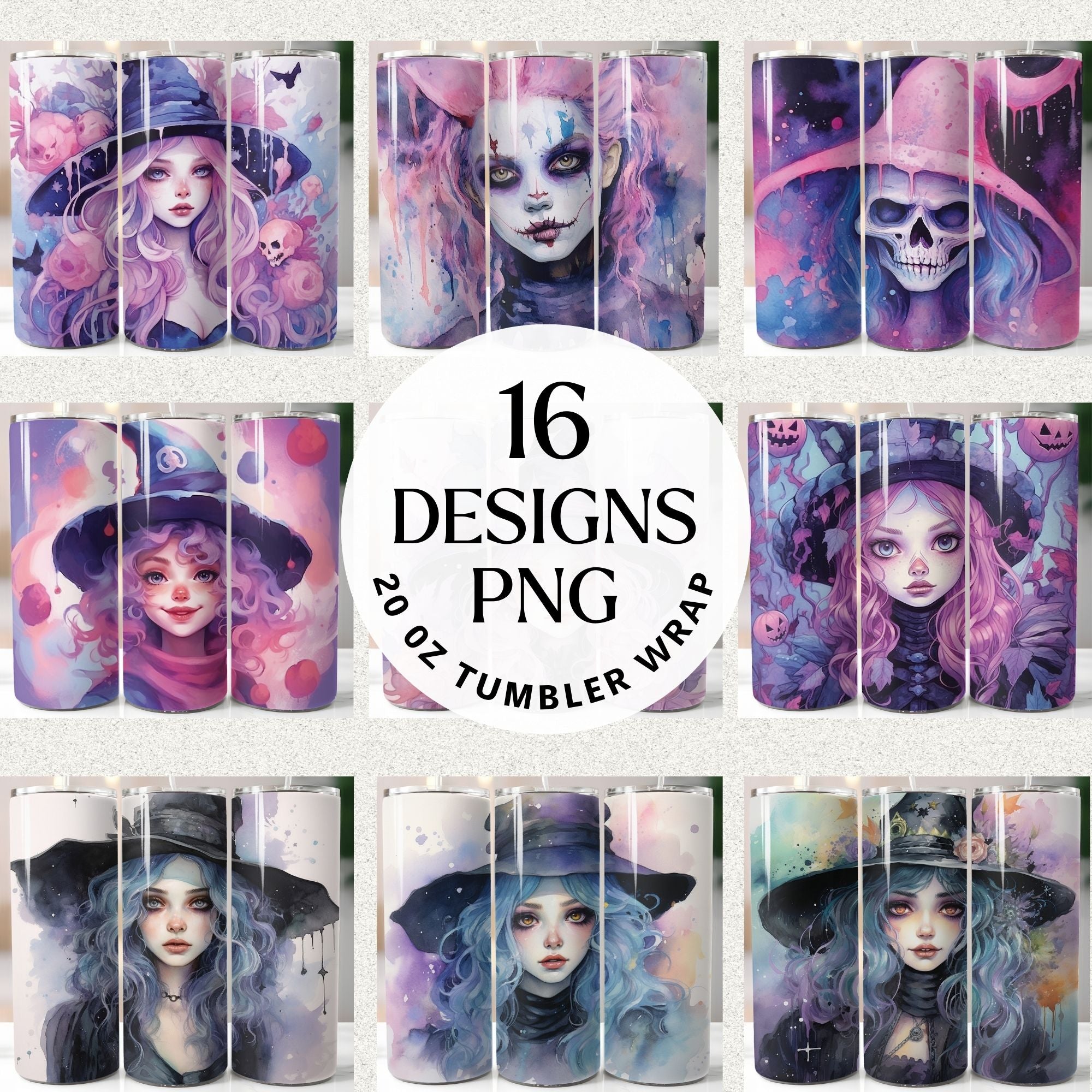 Pastel Halloween 20oz Tumbler Wrap Bundle Sublimation Designs JPG - Craft House SVG