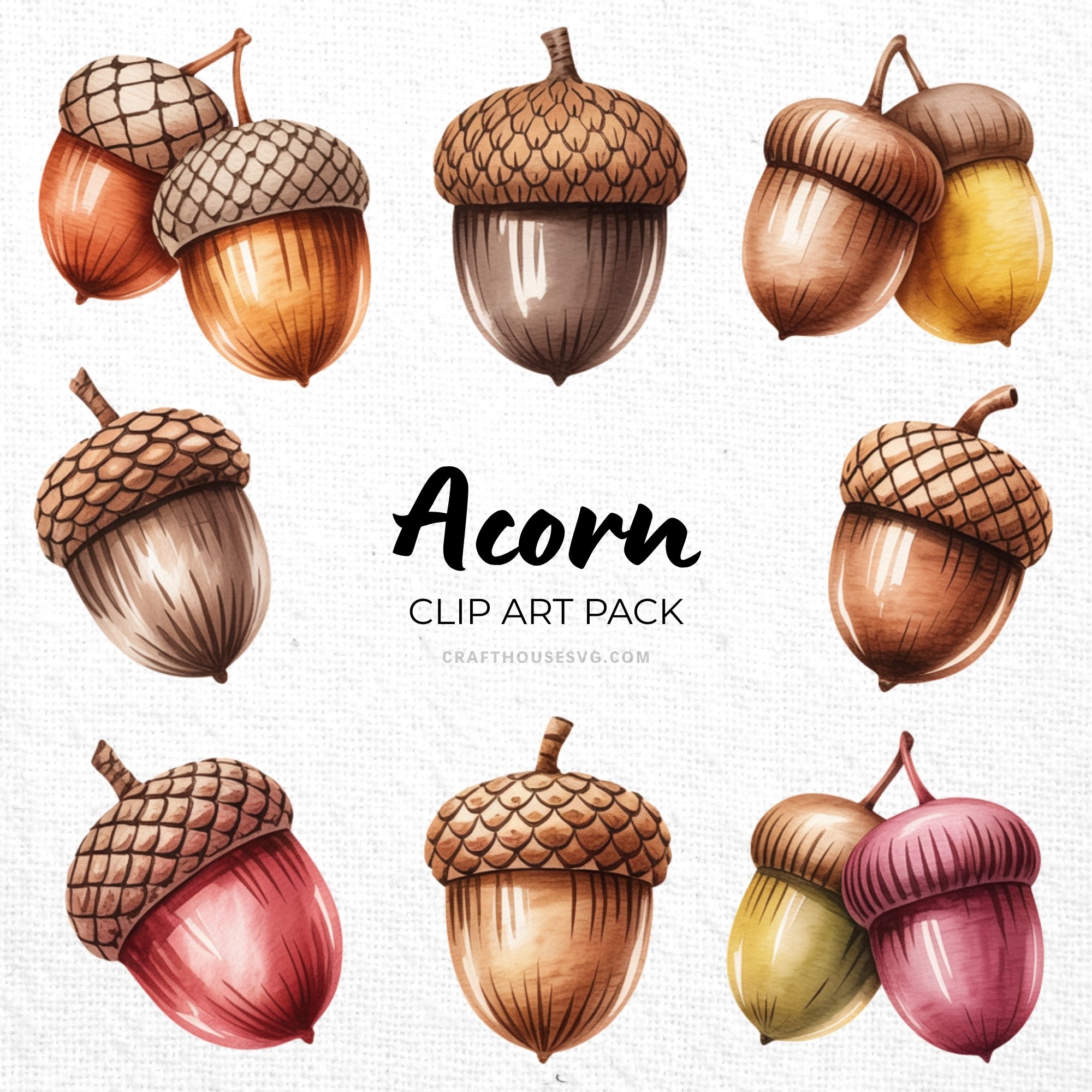 Acorn Clipart Sublimation Bundle PNG - Craft House SVG