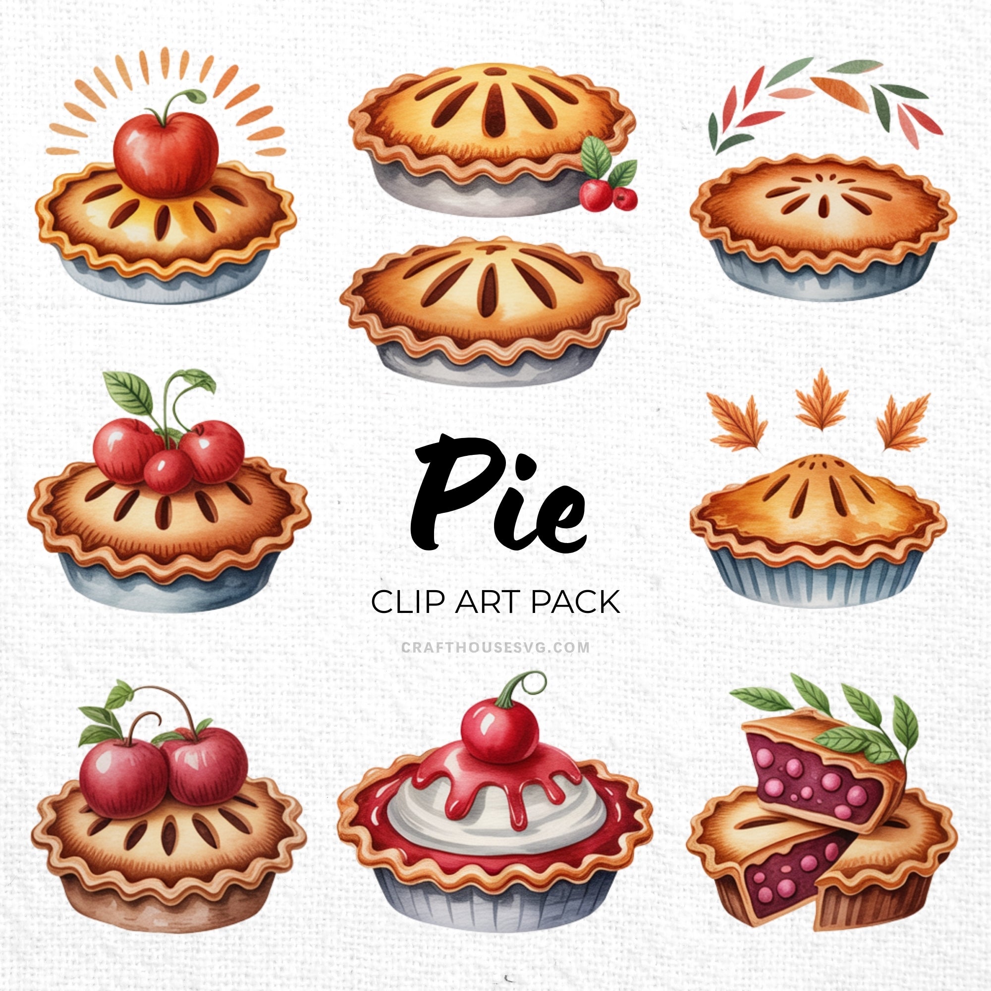 Pie Clipart Sublimation Bundle PNG