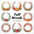 Fall Wreath Clipart Sublimation Bundle PNG - Craft House SVG