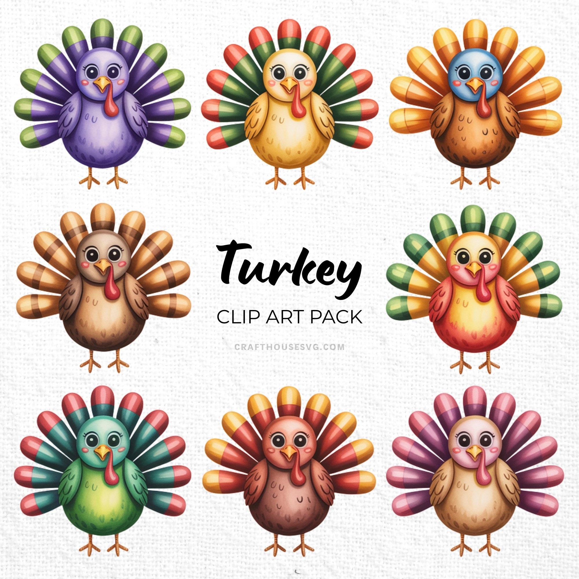 Turkey Clipart Sublimation Bundle PNG - Craft House SVG