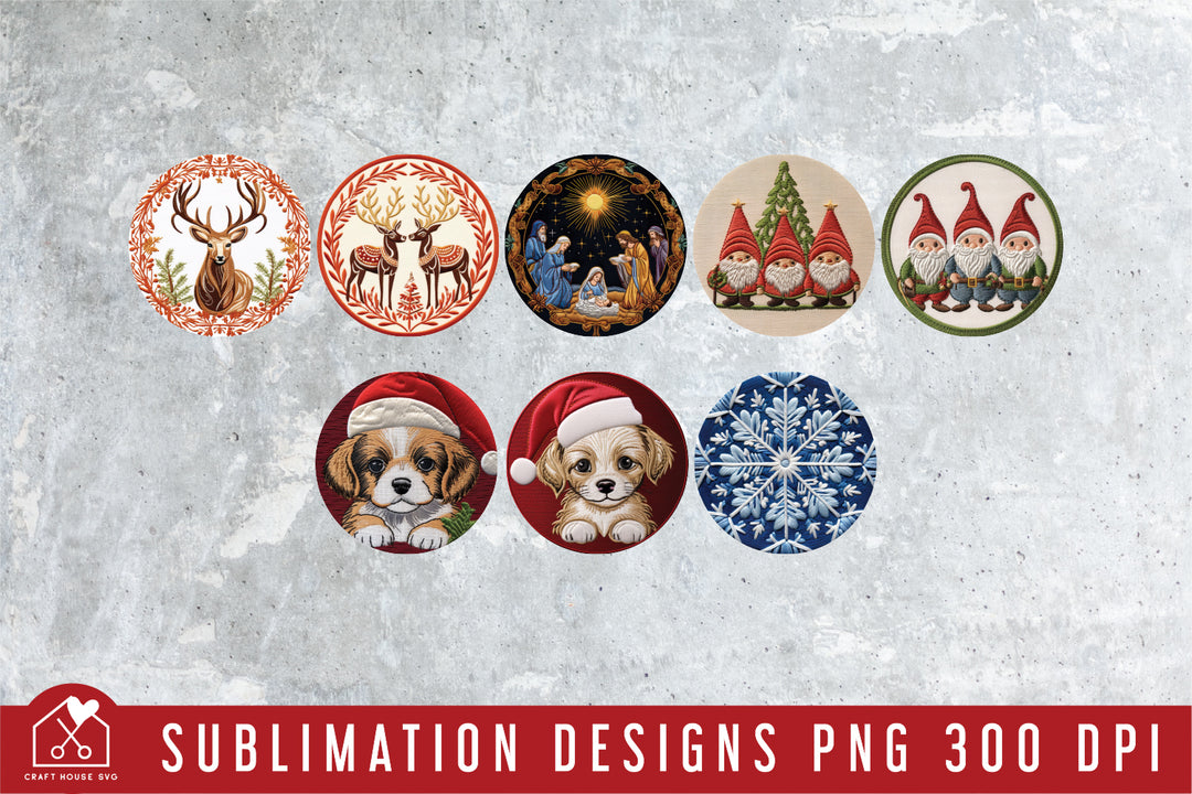 Christmas 3D Ornament Bundle Sublimation Designs PNG