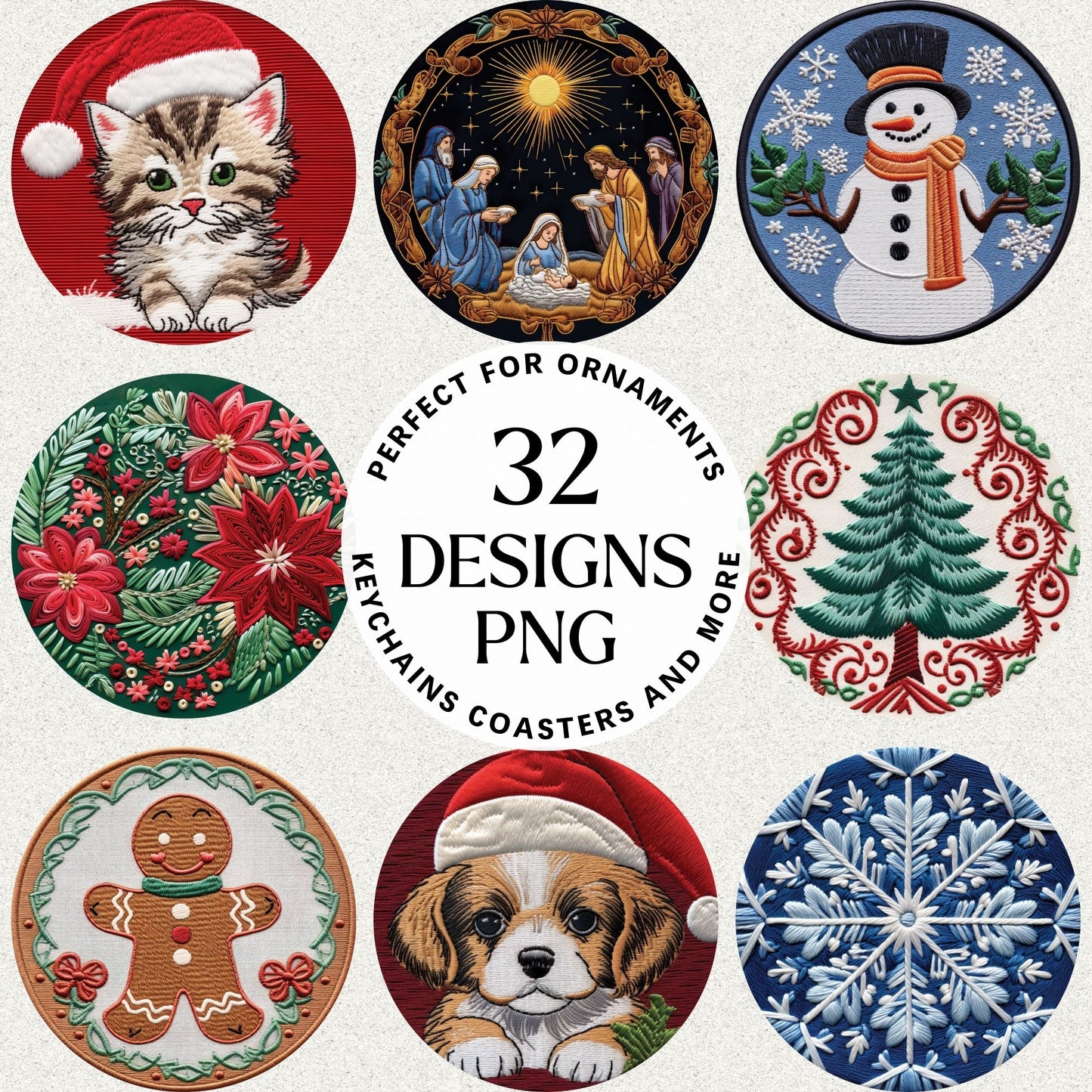 Christmas 3D Ornament Bundle Sublimation Designs PNG