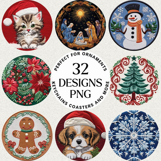 Christmas 3D Ornament Bundle Sublimation Designs PNG